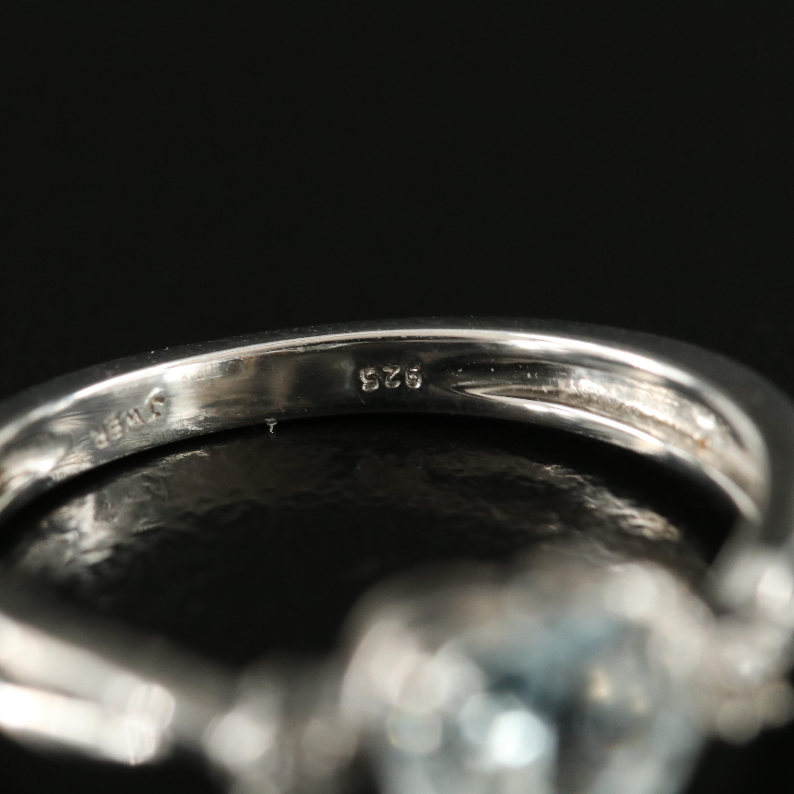 Sterling Aquamarine and Sapphire Ring