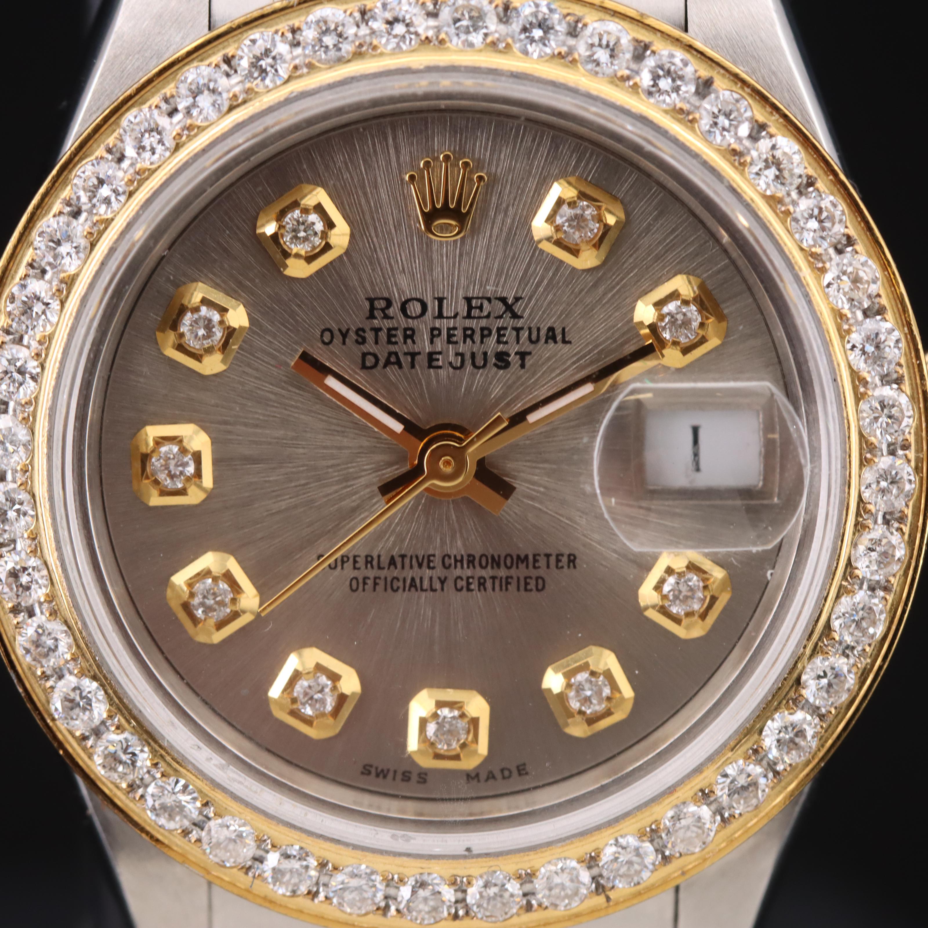 1986 Rolex Custom Diamond Dial and Bezel Datejust Watch