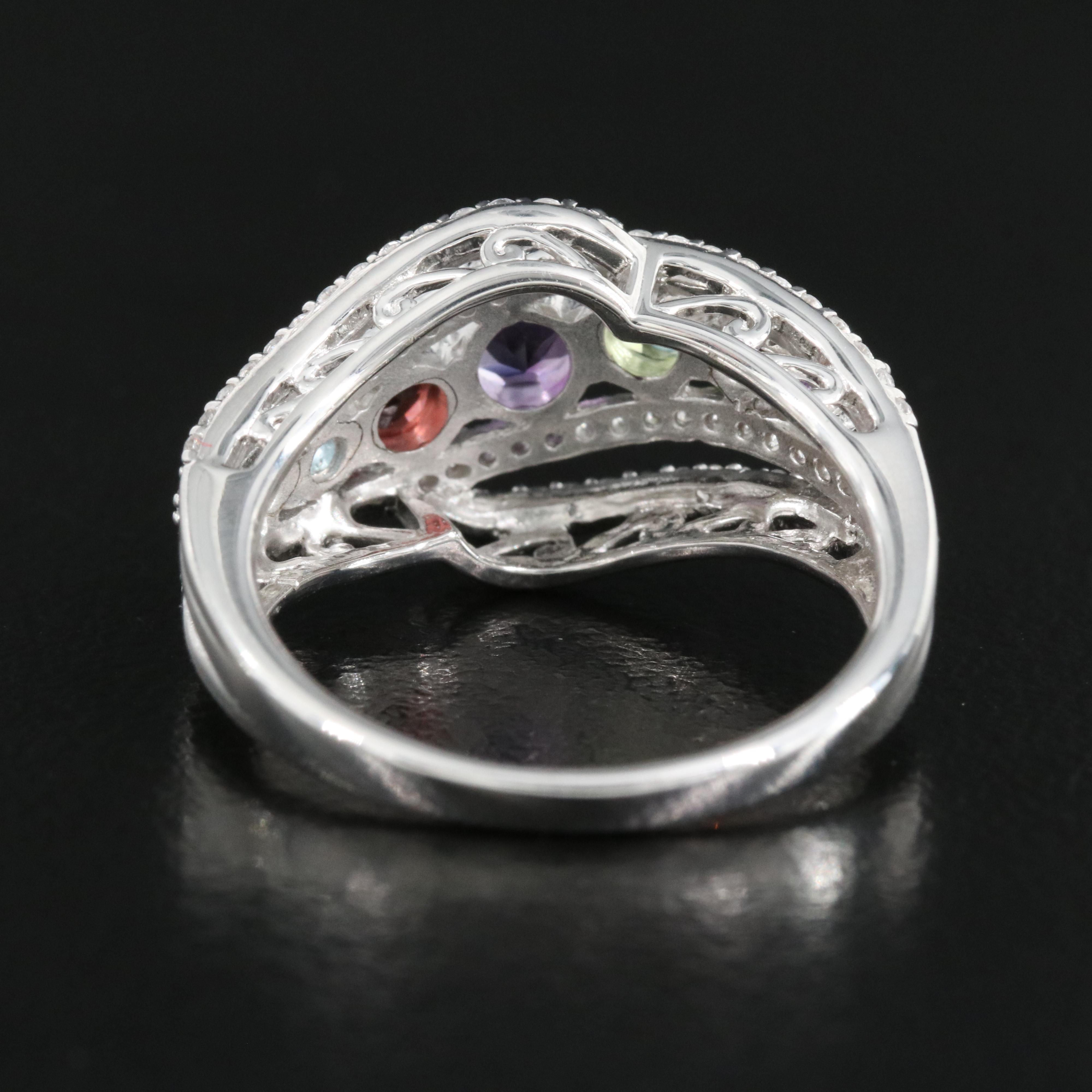 Sterling Ring Including Amethyst, Peridot and Sapphire