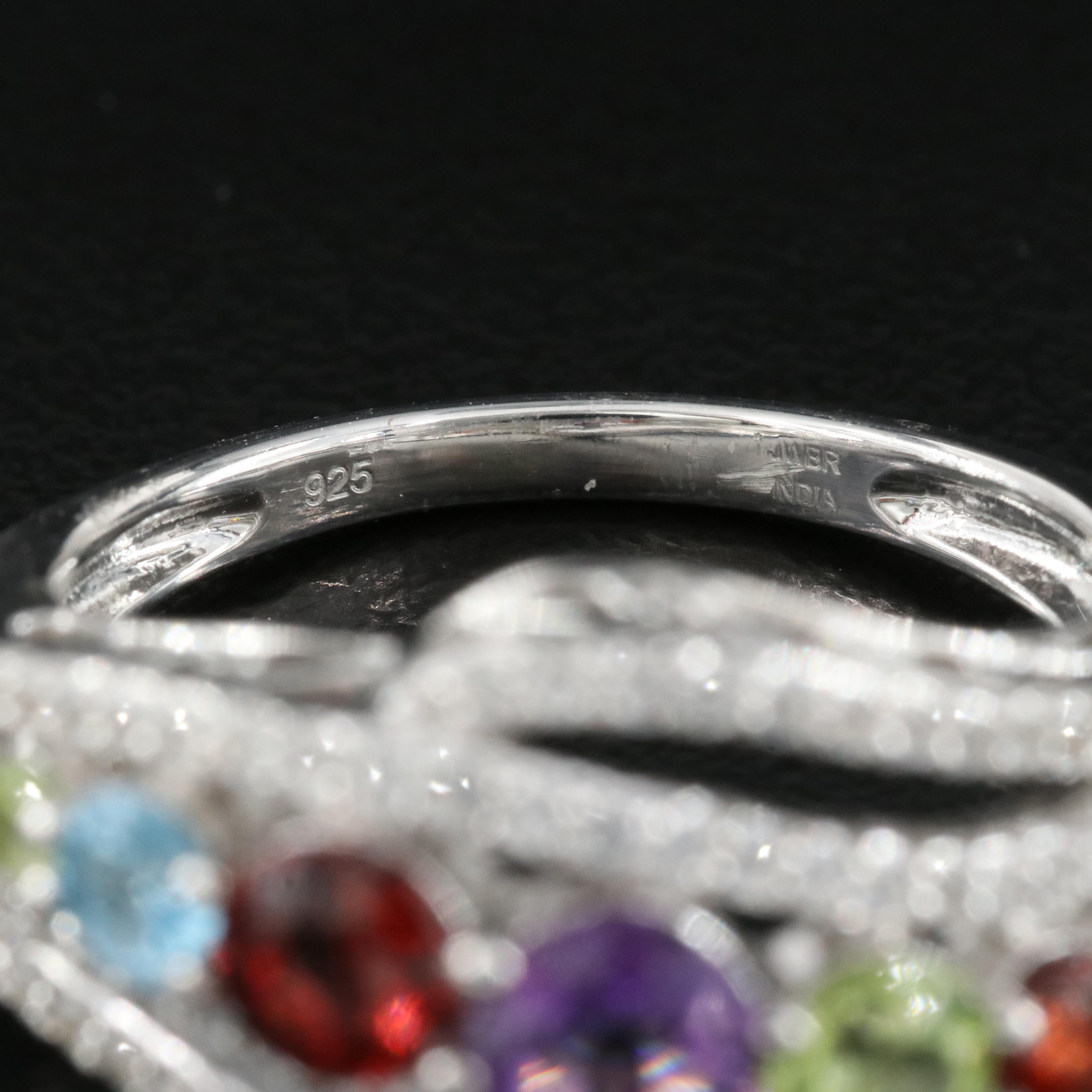 Sterling Ring Including Amethyst, Peridot and Sapphire
