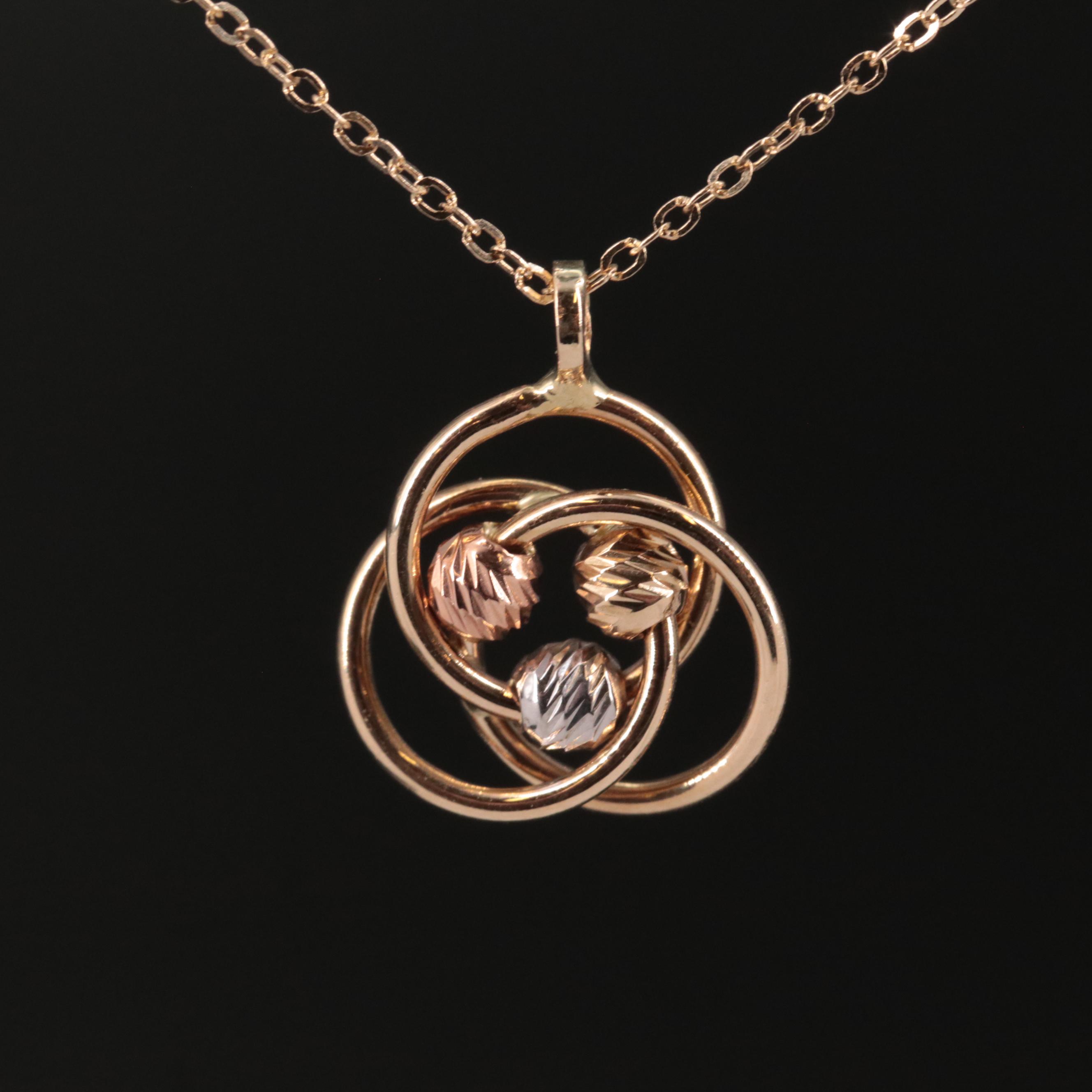 14K Triple Circle Pendant Necklace