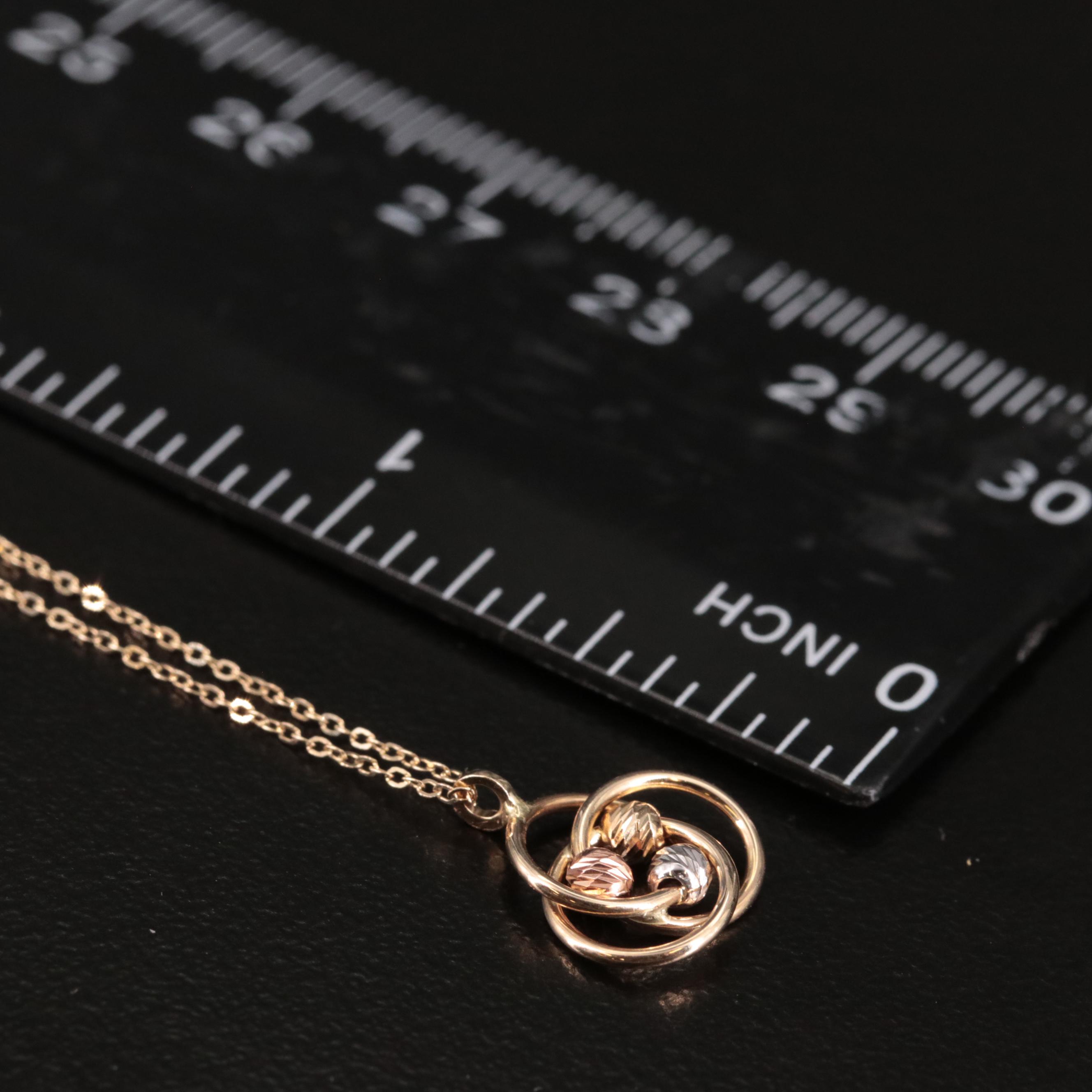 14K Triple Circle Pendant Necklace