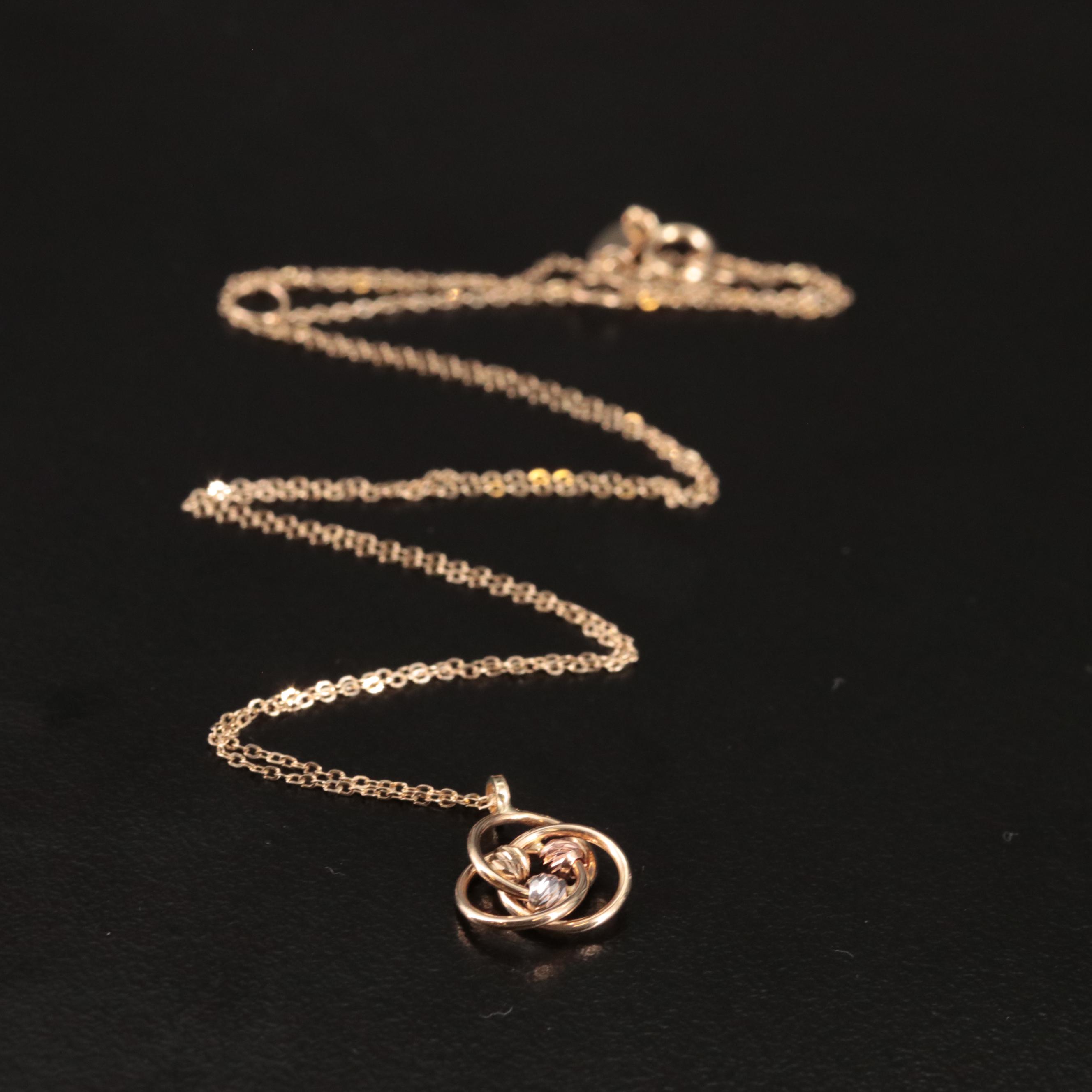 14K Triple Circle Pendant Necklace
