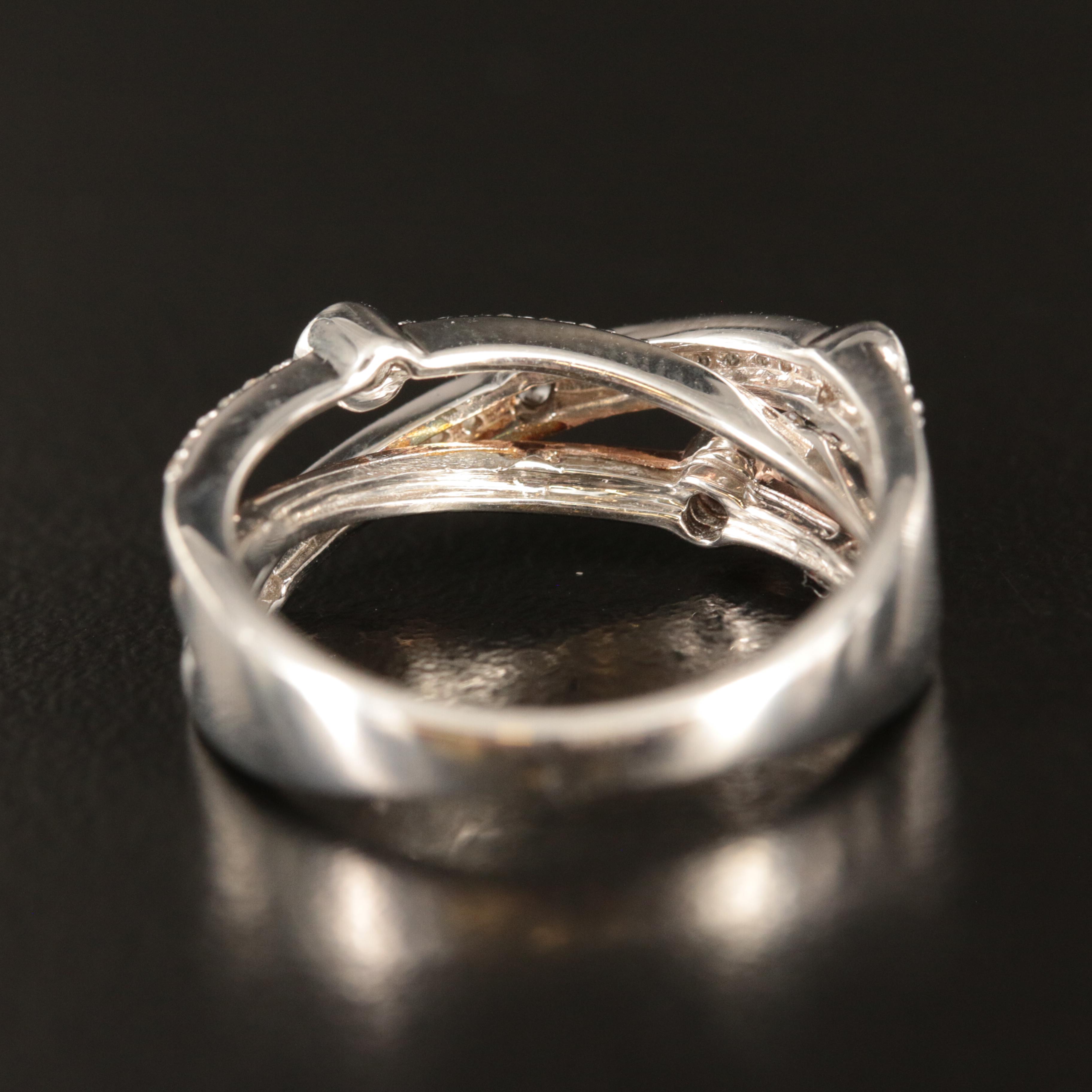 Sterling Sapphire Crossover Ring with 10K Rose Gold Accents