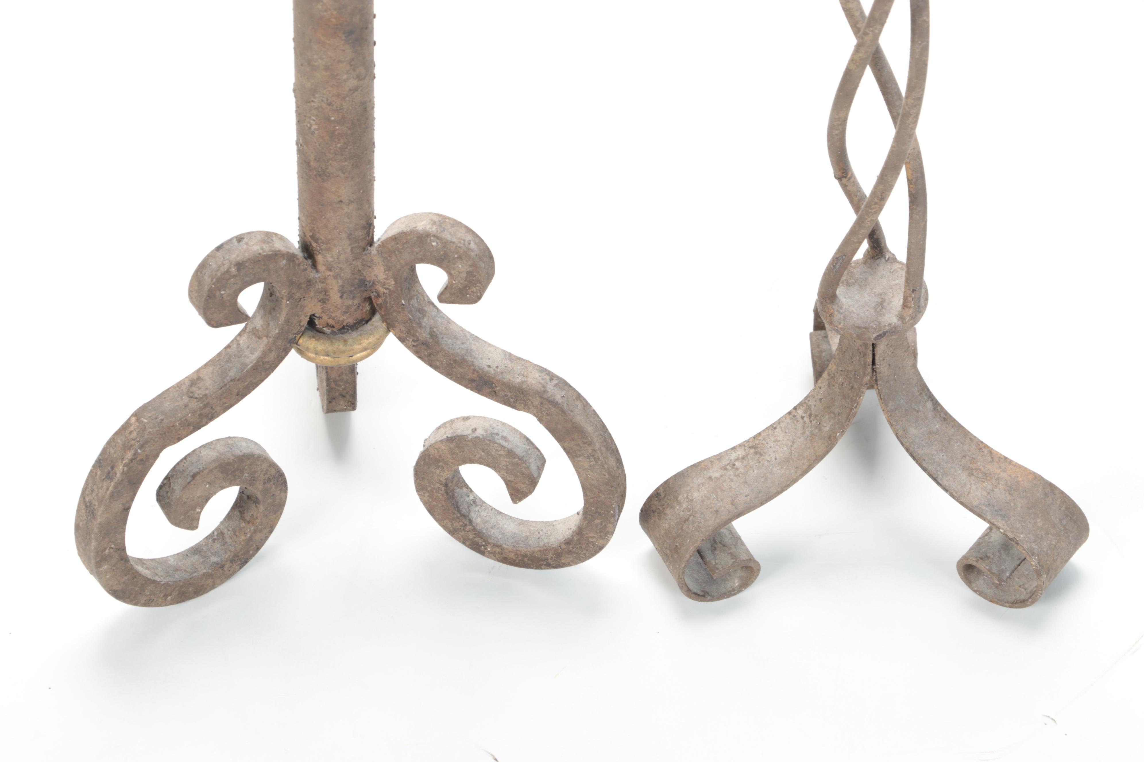 Barley Twist Candlestick with Other Wrought Iron Candlestick