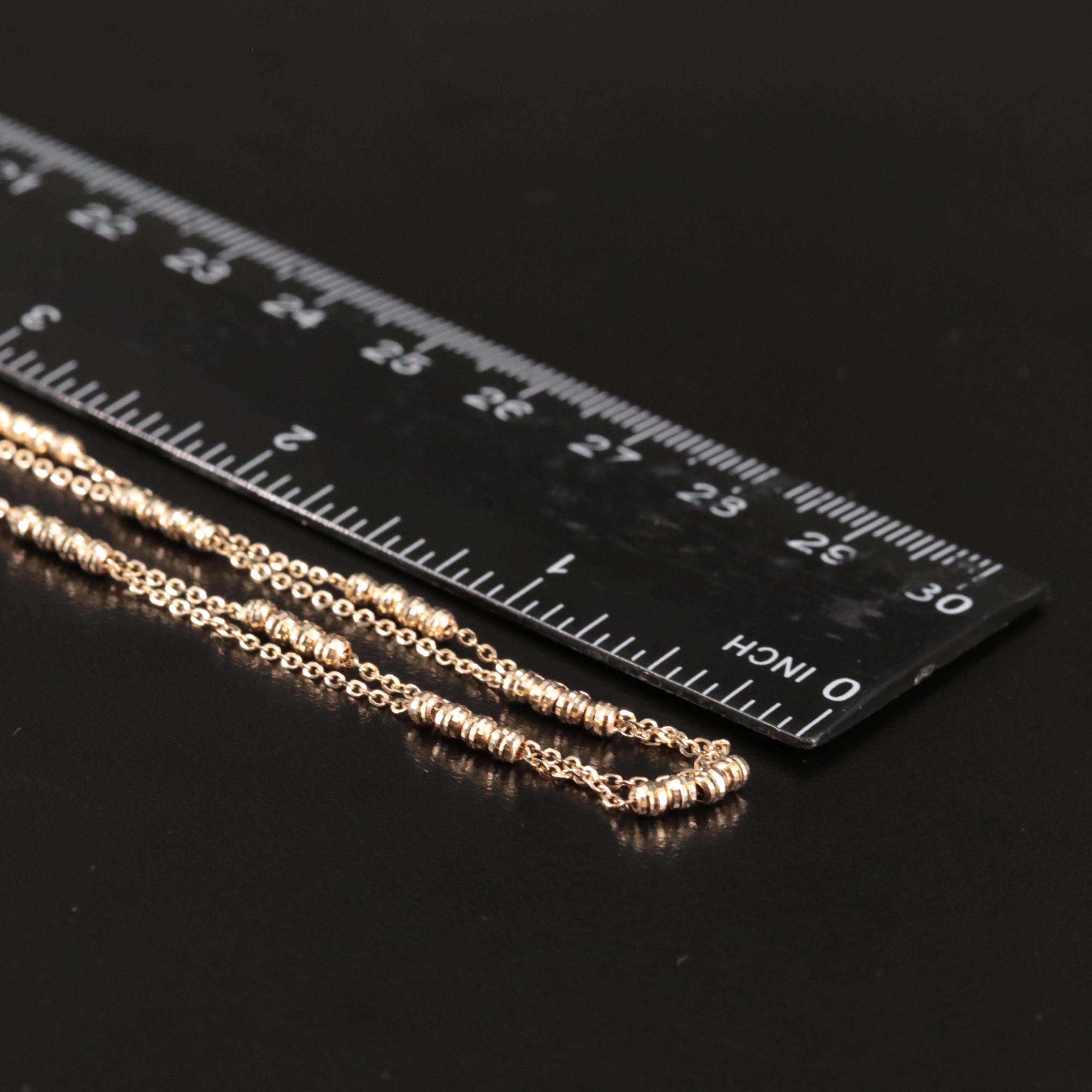 14K Double Chain with Stationary Beads Necklace