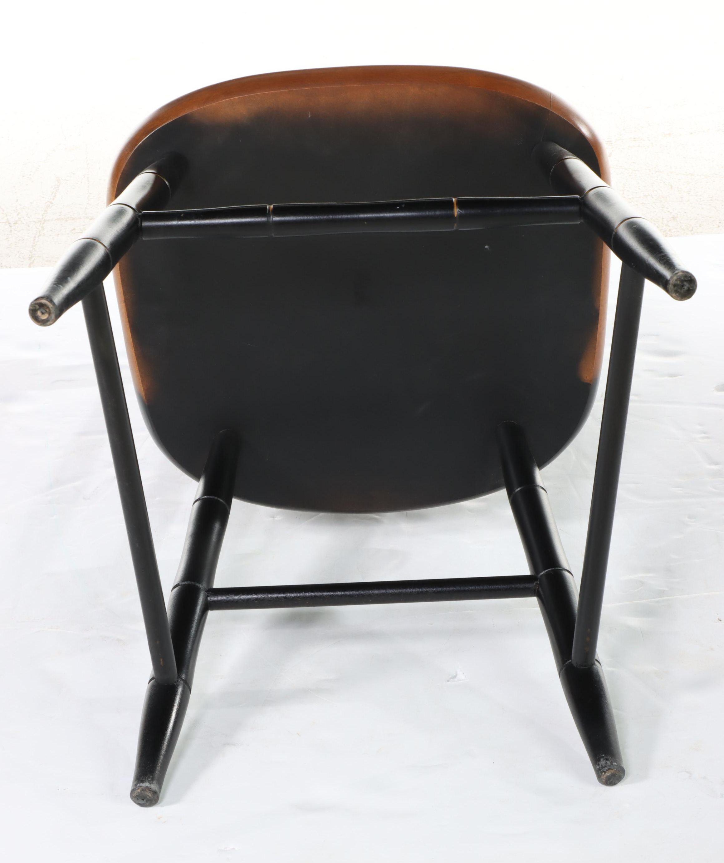 Pair of L. Hitchcock Maple, Ebonized, and Gilt-Stenciled "Fancy" Side Chairs