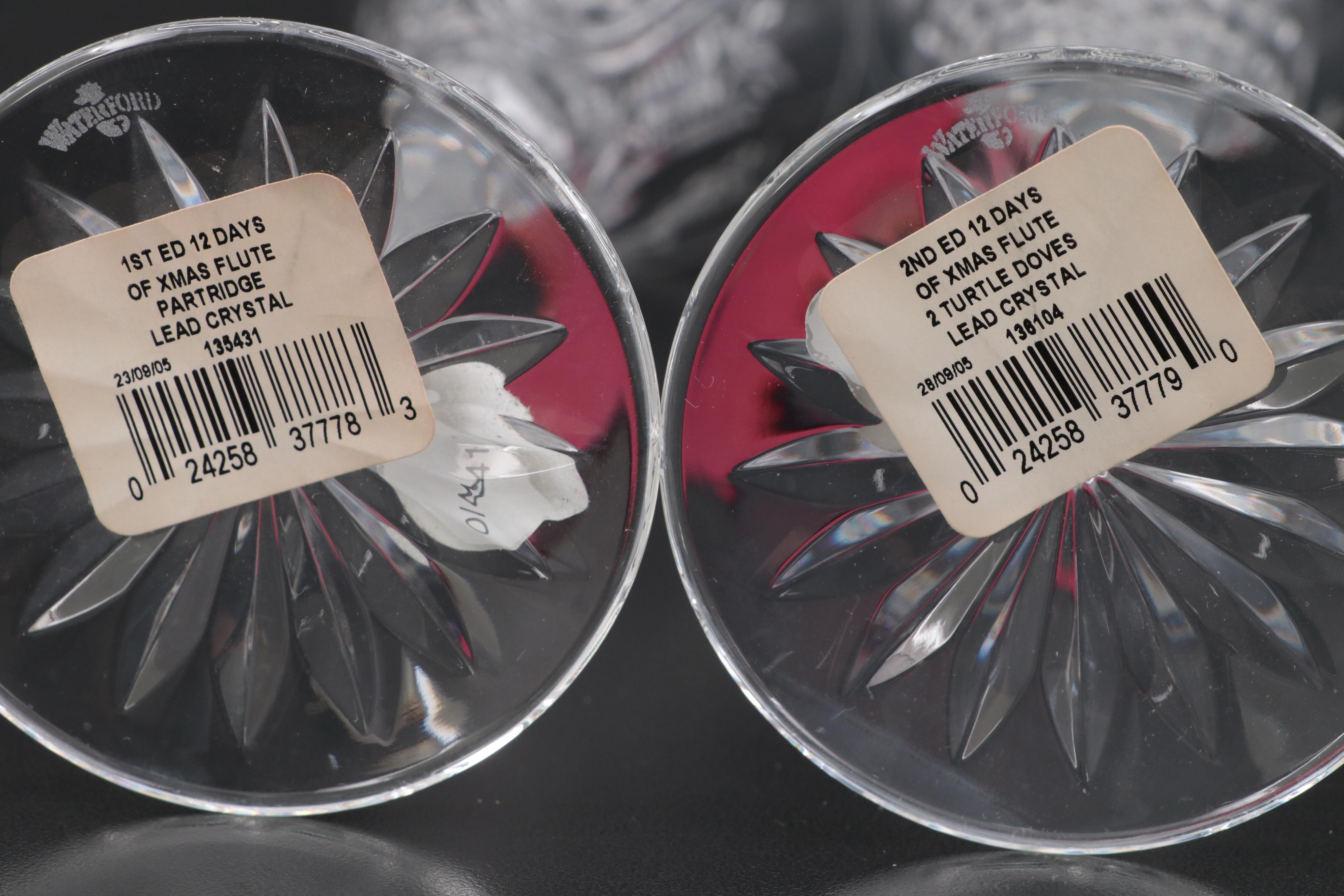 Waterford Twelve Days of Christmas Collection Crystal Champagne Flutes