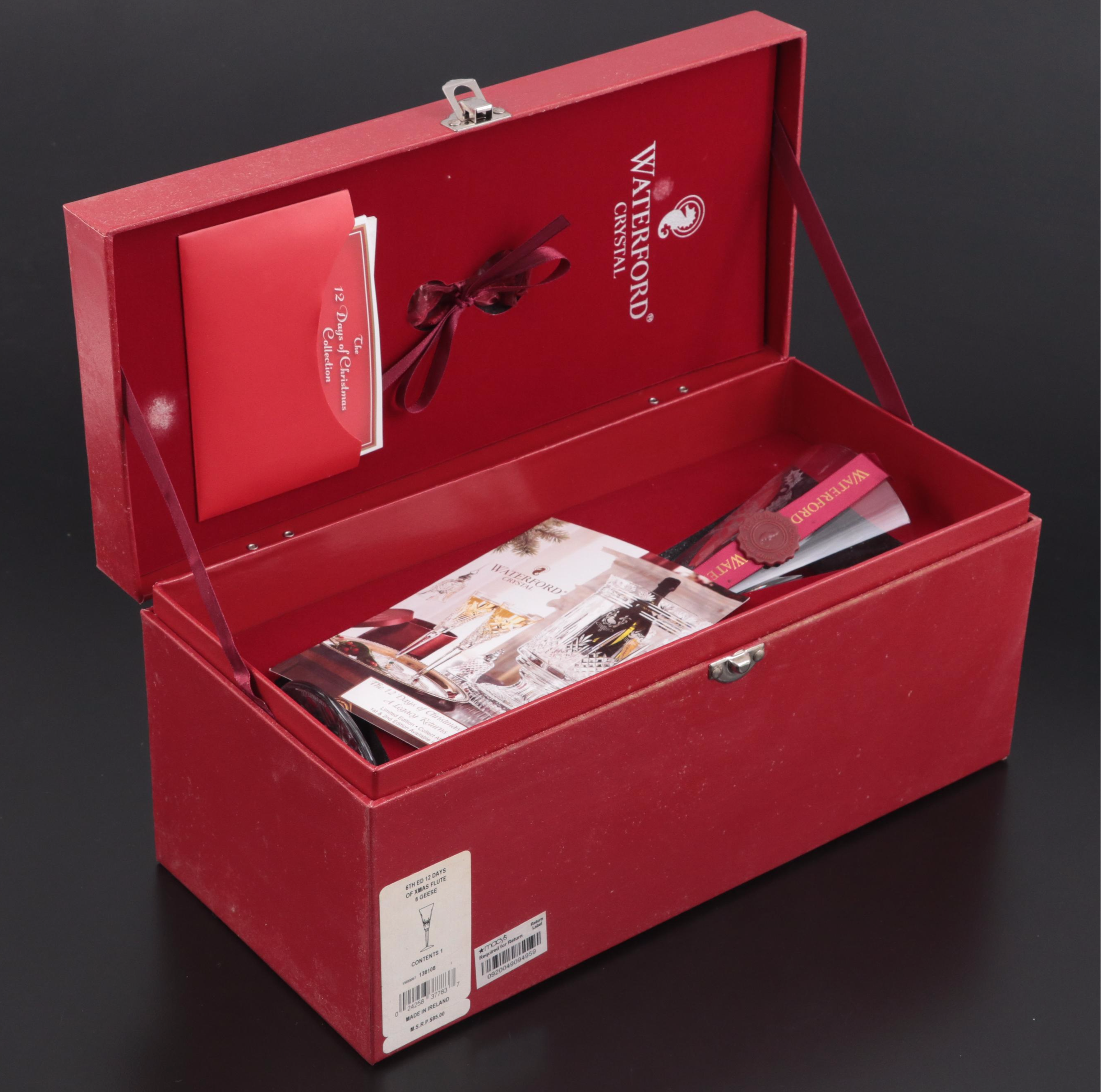 Waterford Twelve Days of Christmas Collection Crystal Champagne Flutes