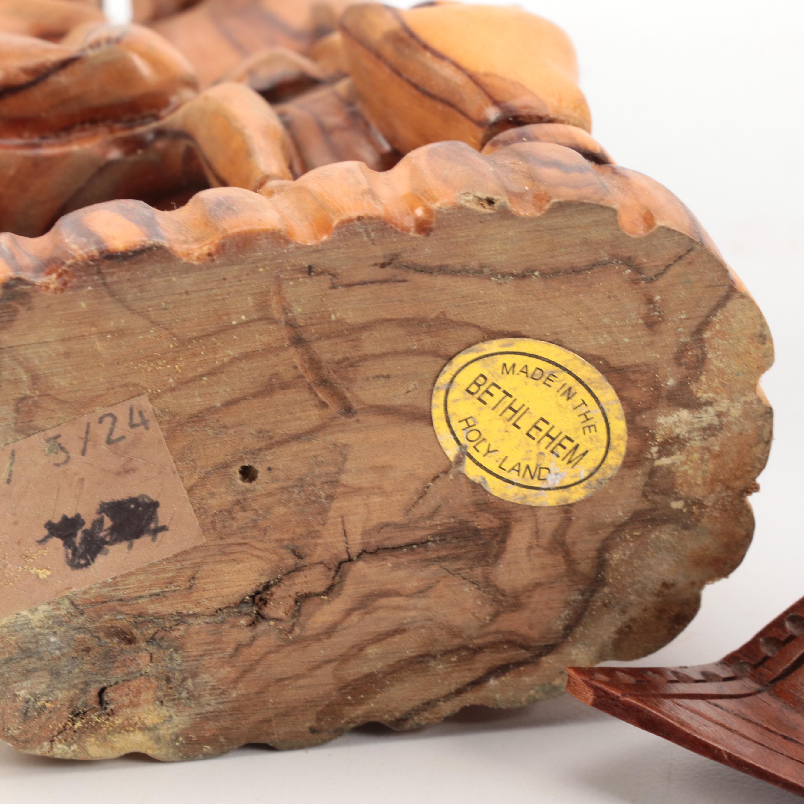 Asian, Israeli, African Hand-Carved Wood Figures Including Water Buffalo, Sage