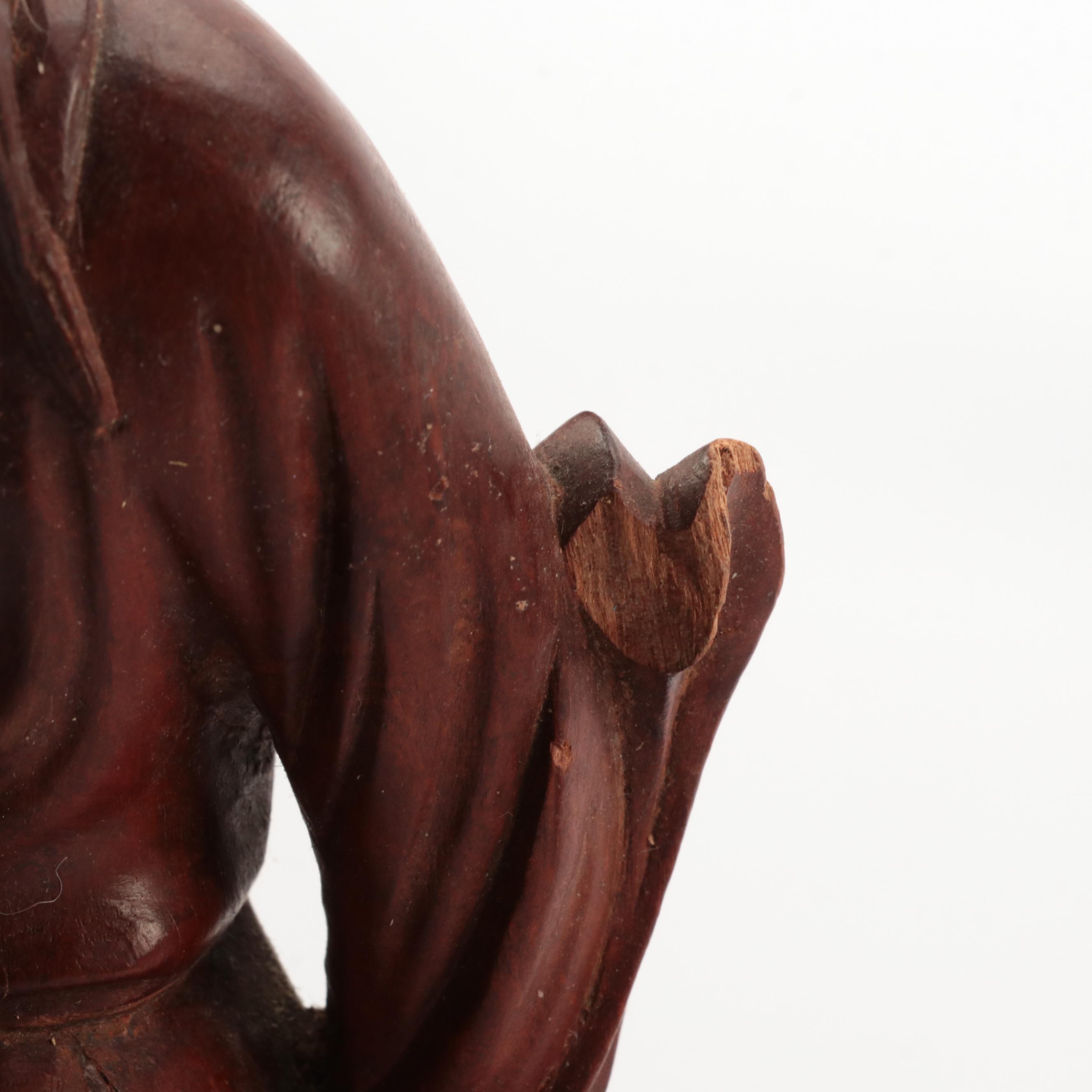 Asian, Israeli, African Hand-Carved Wood Figures Including Water Buffalo, Sage