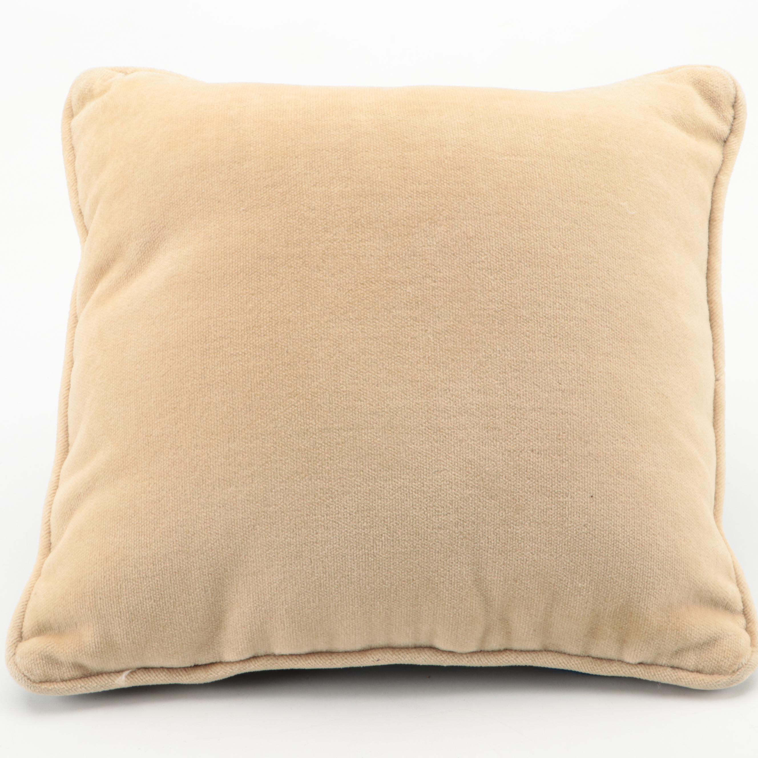 Sferra Basket Weave Cotton Throw Blanket with Needlepoint and More Pillows