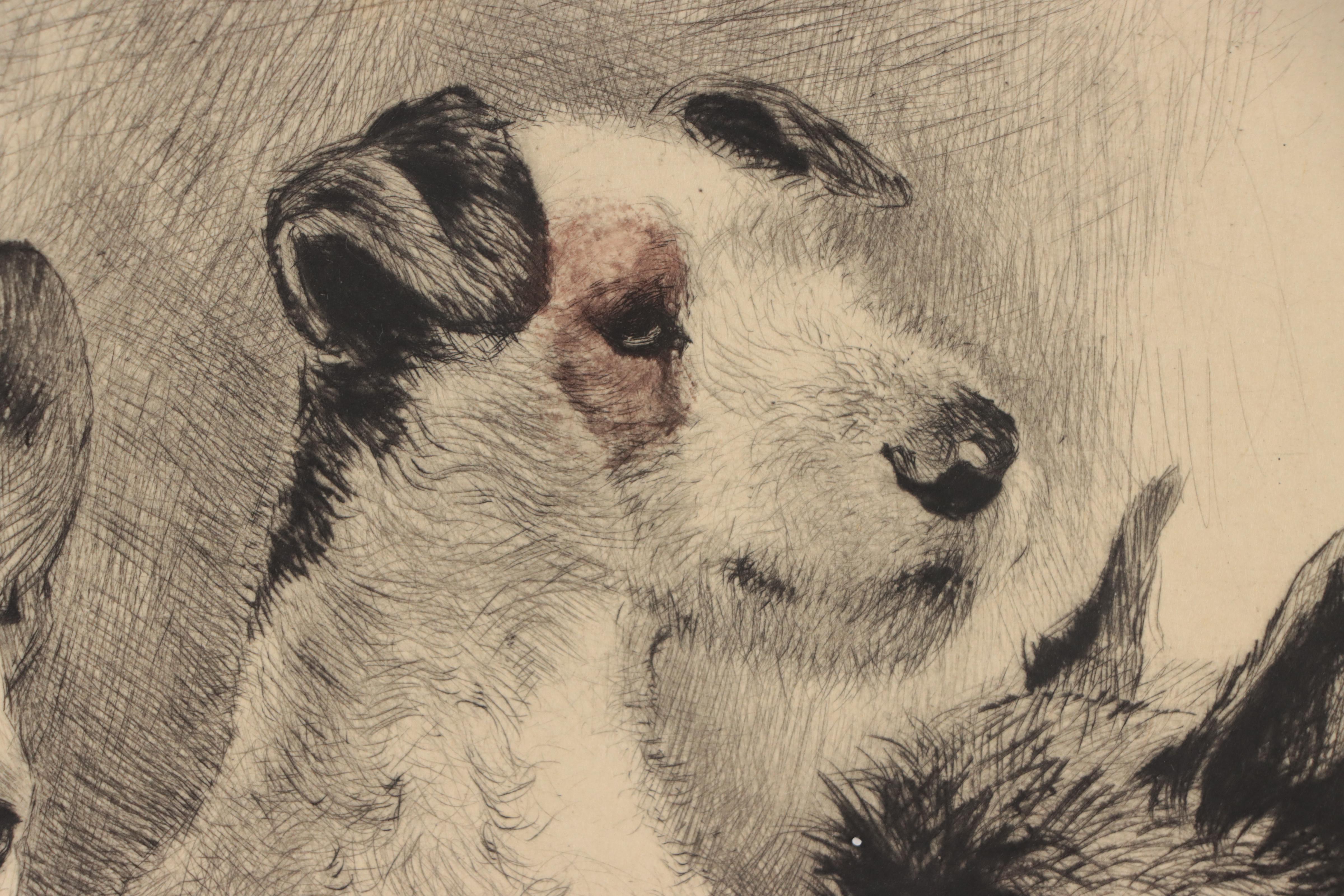 Engraving of Puppy Dogs, Mid to Late 20th Century