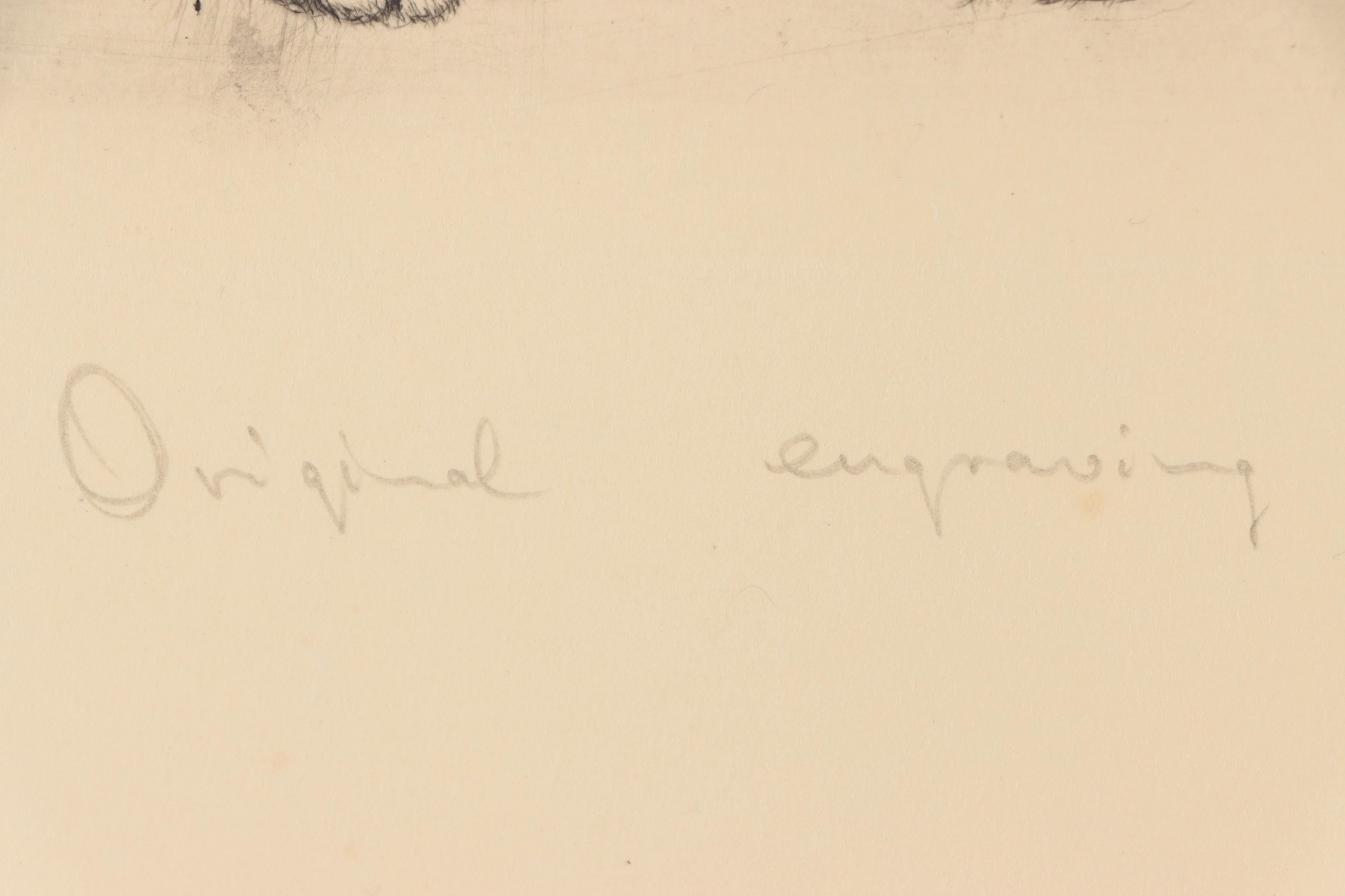 Engraving of Puppy Dogs, Mid to Late 20th Century