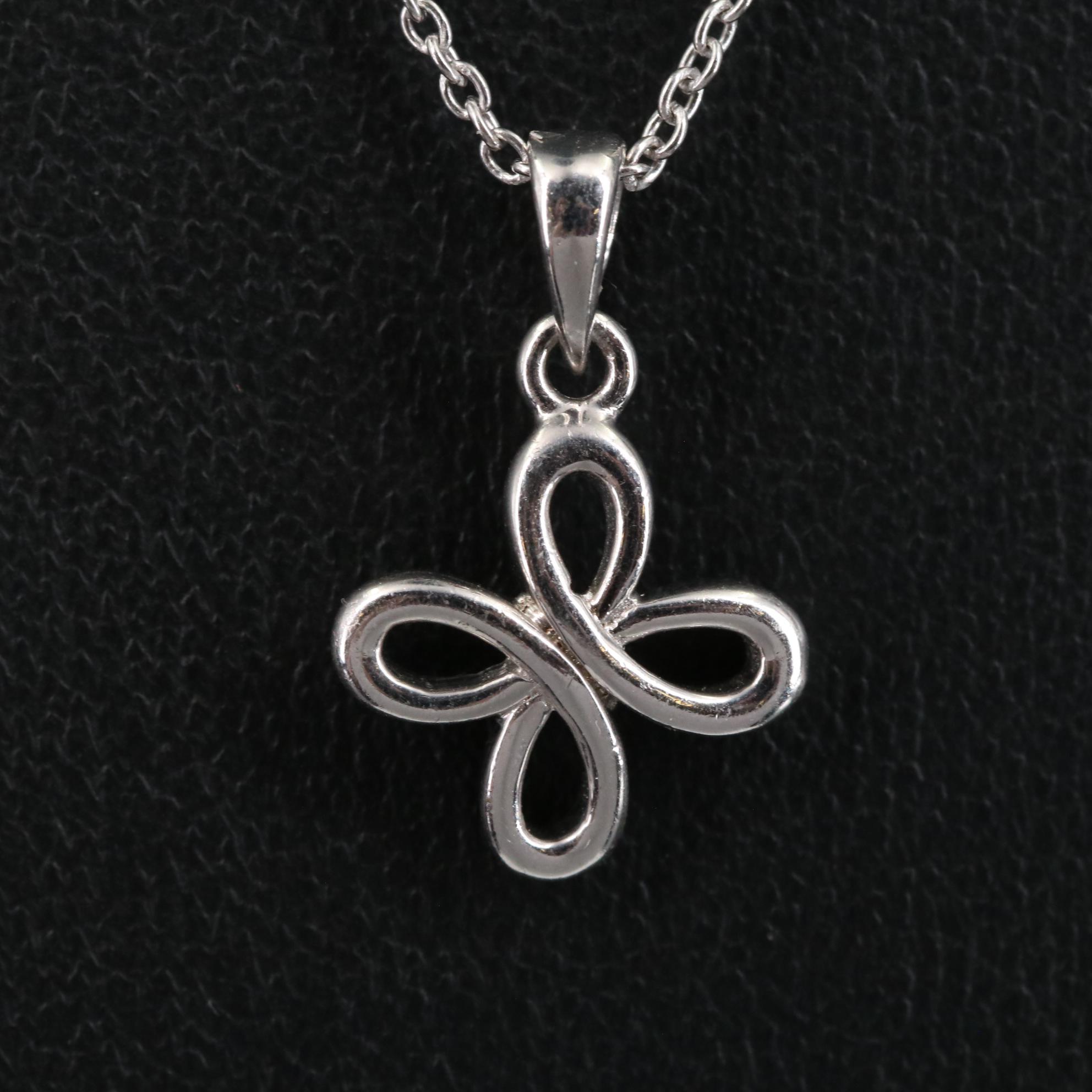 Sterling Butterfly Pendant Necklace