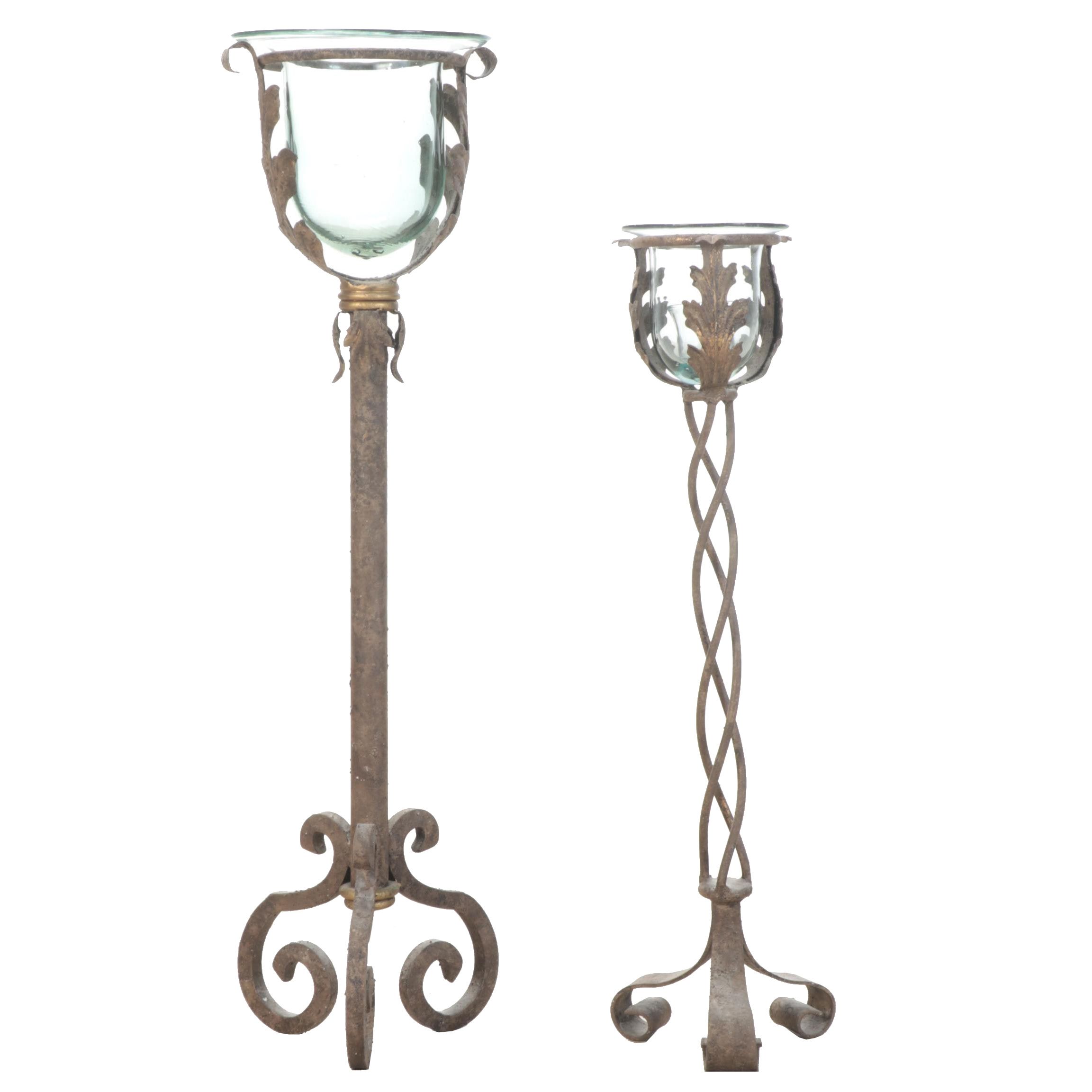 Barley Twist Candlestick with Other Wrought Iron Candlestick