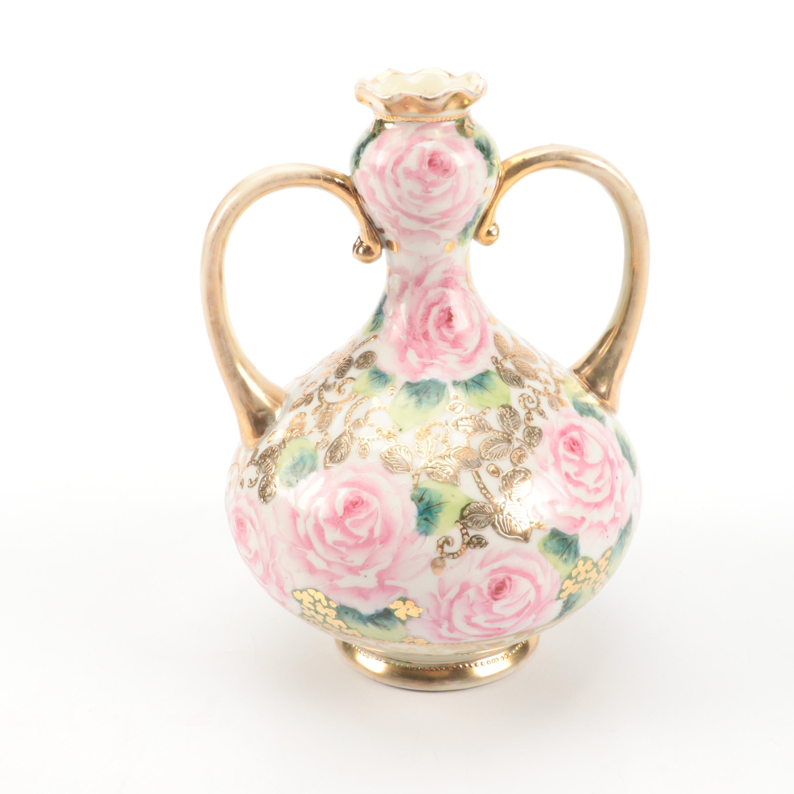 Nippon Double Handled Porcelain Vase