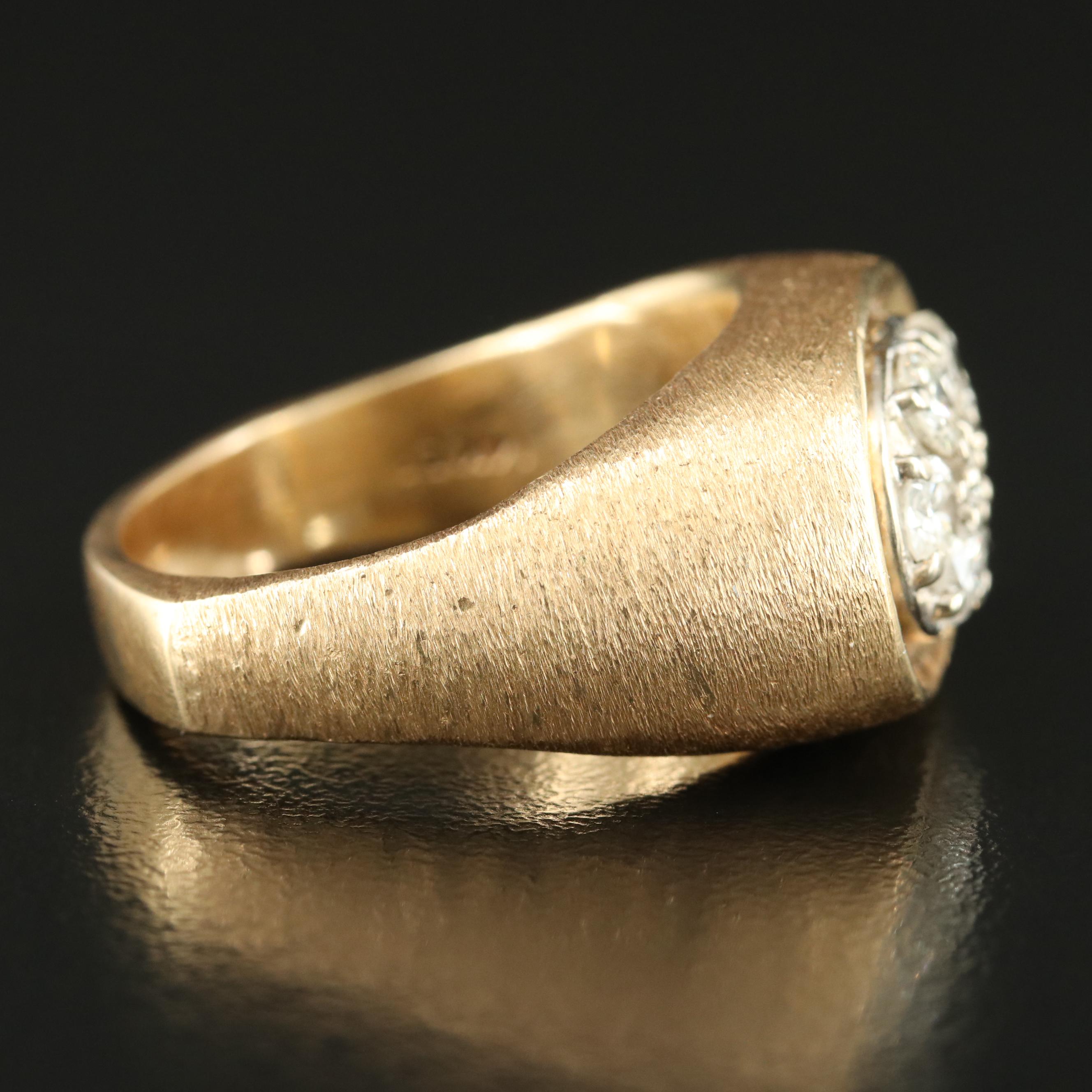 Vintage 14K 1.03 CTW Diamond Cluster Ring with Florentine Finish