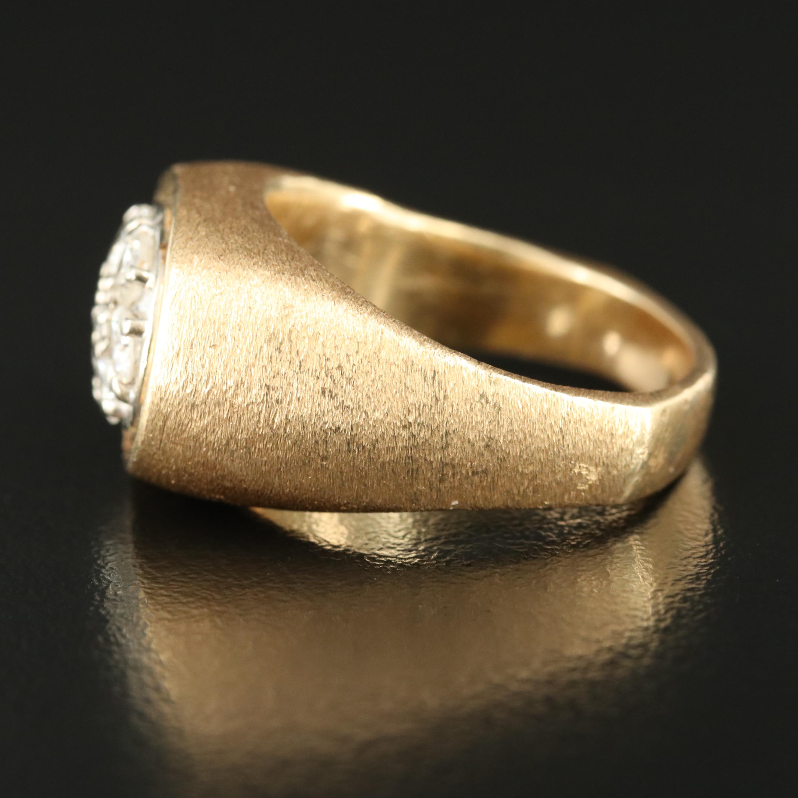 Vintage 14K 1.03 CTW Diamond Cluster Ring with Florentine Finish