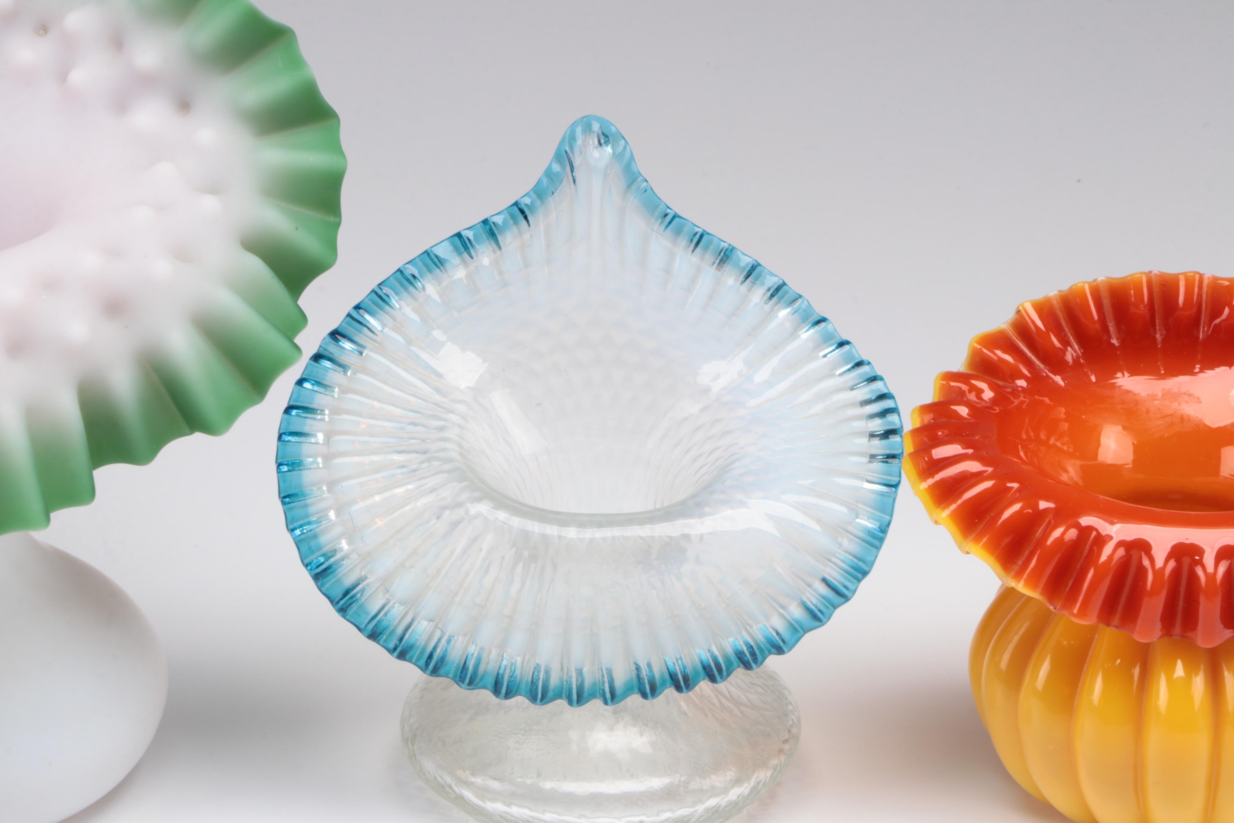 Hand-Blown Glass Jack-In-The Pulpit and Ruffled Edge Vases