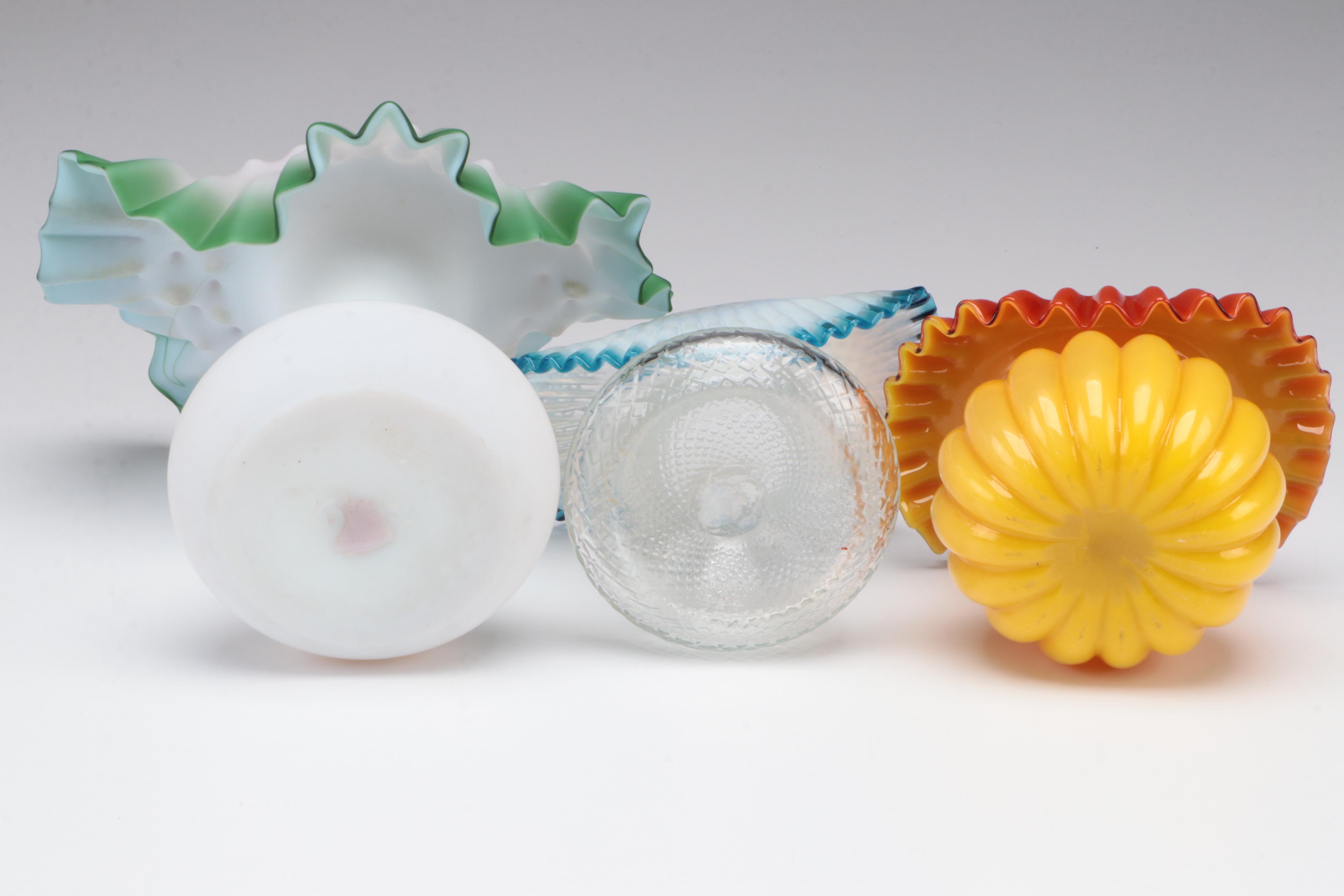 Hand-Blown Glass Jack-In-The Pulpit and Ruffled Edge Vases