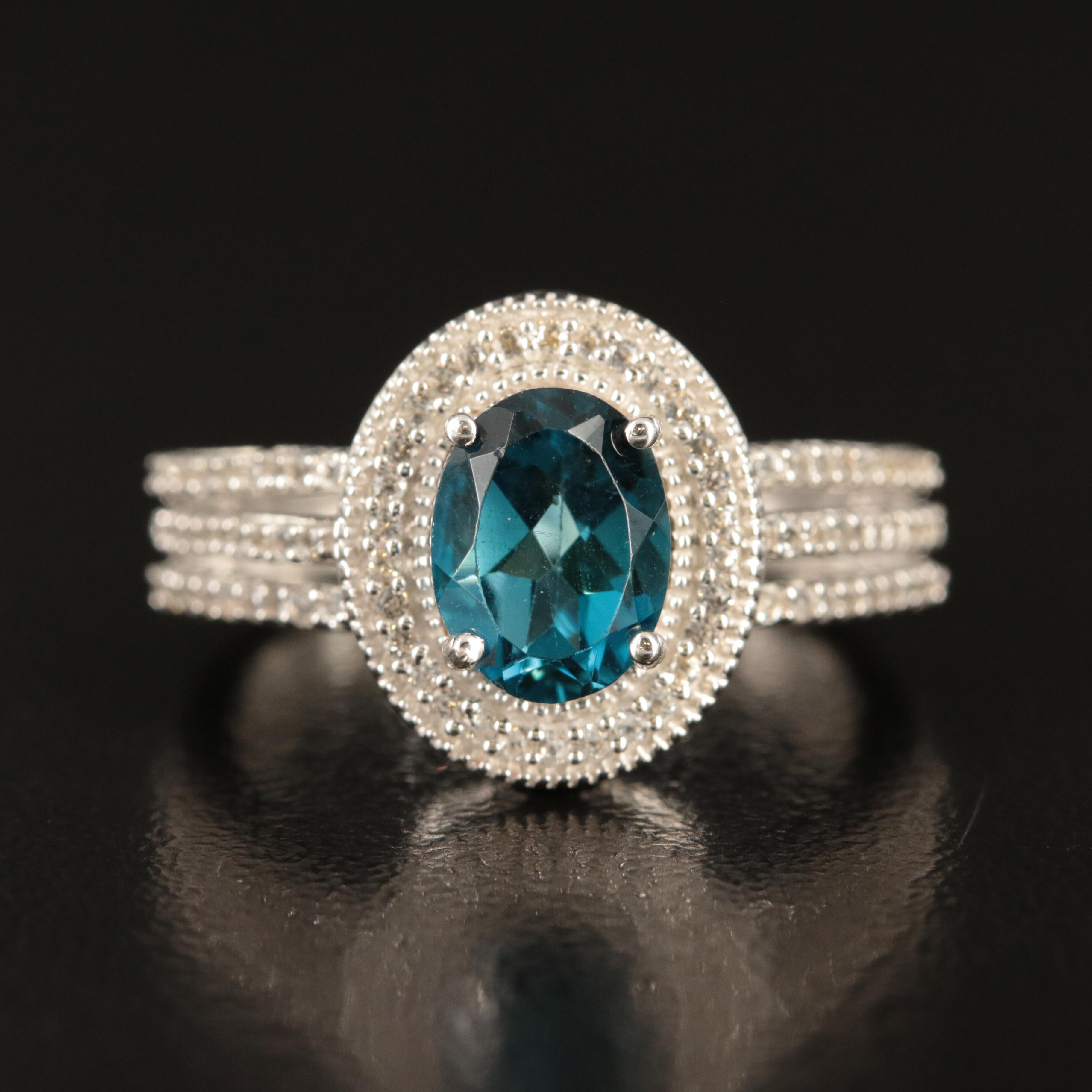 Sterling Topaz and Sapphire Ring