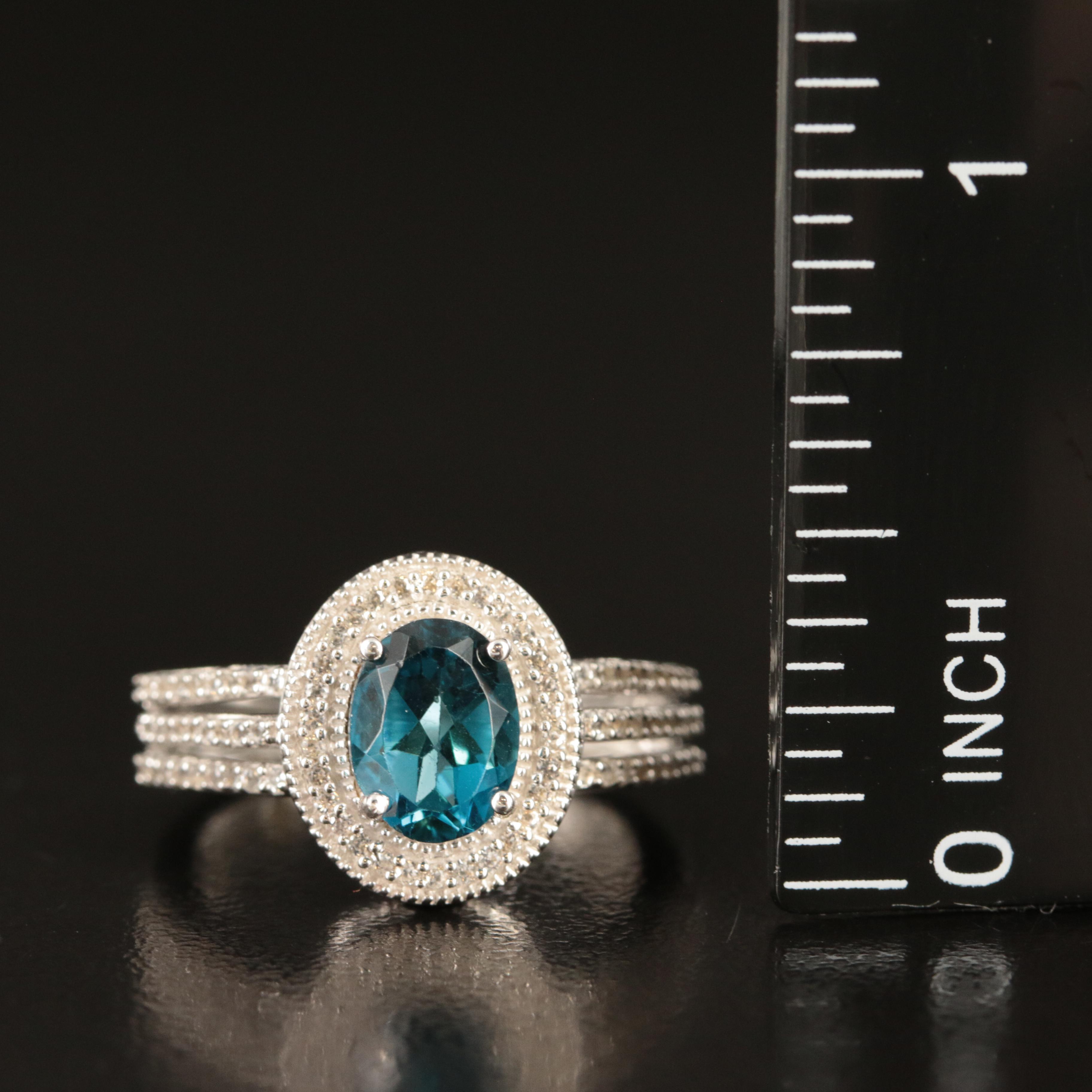 Sterling Topaz and Sapphire Ring