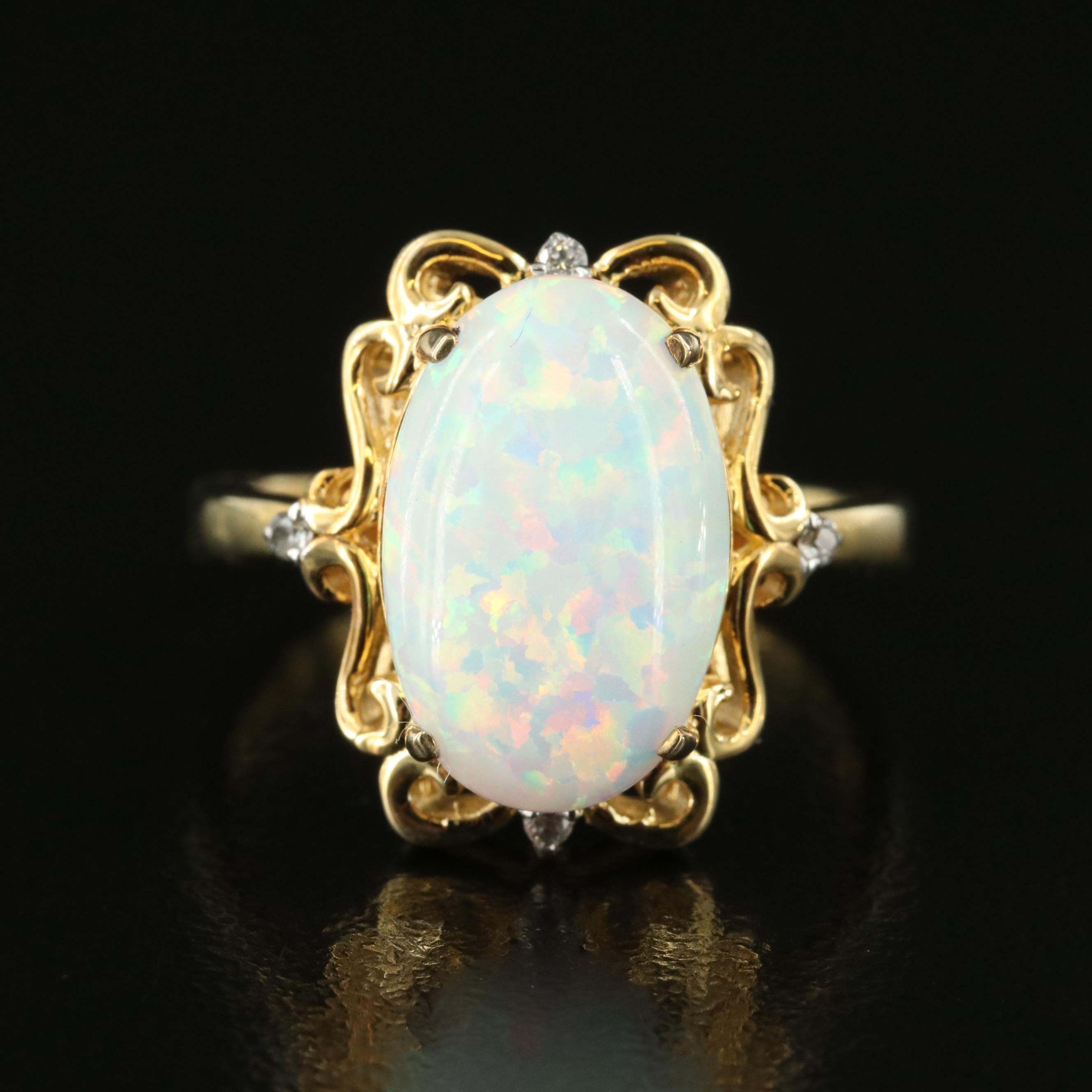 Sterling Opal and Sapphire Ring