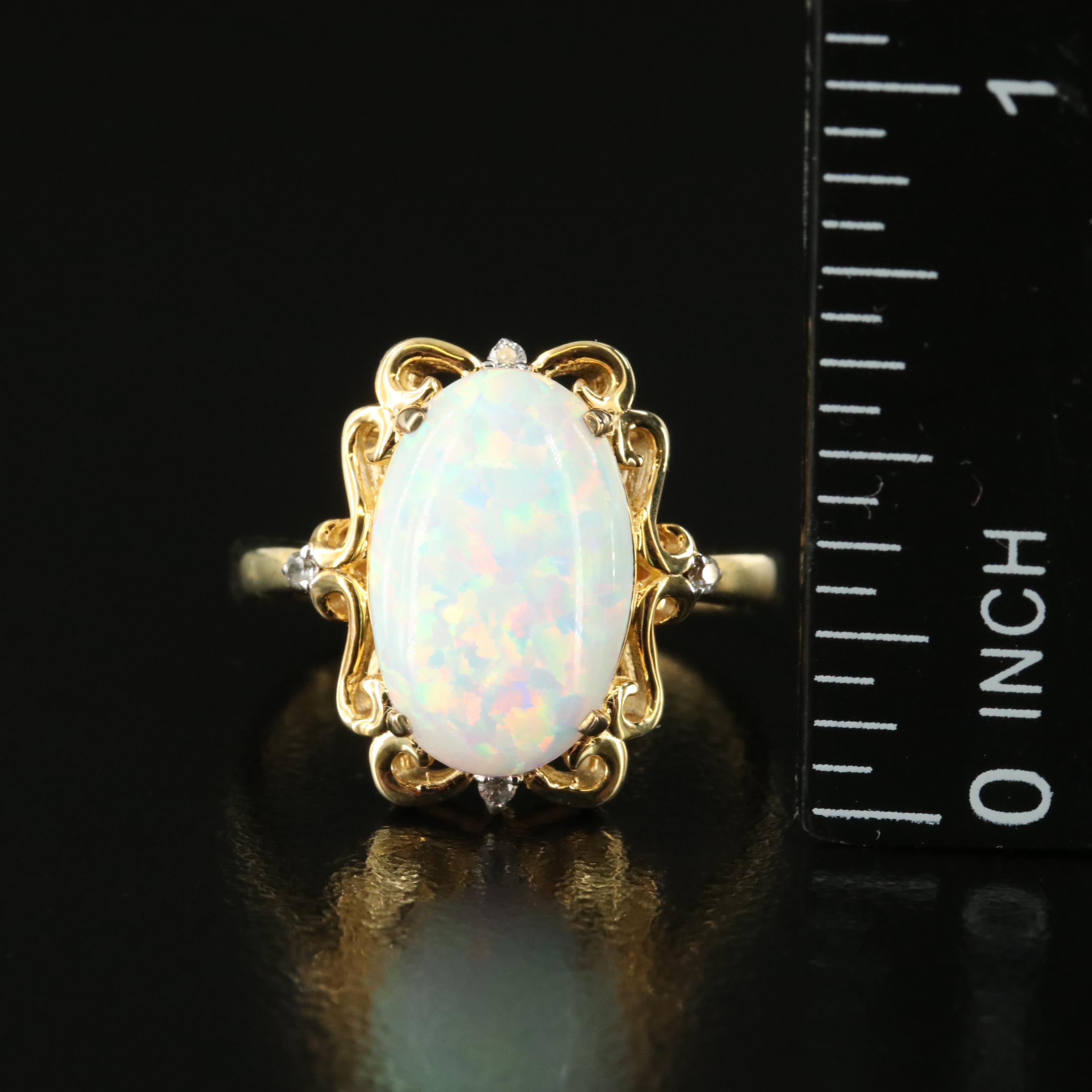 Sterling Opal and Sapphire Ring