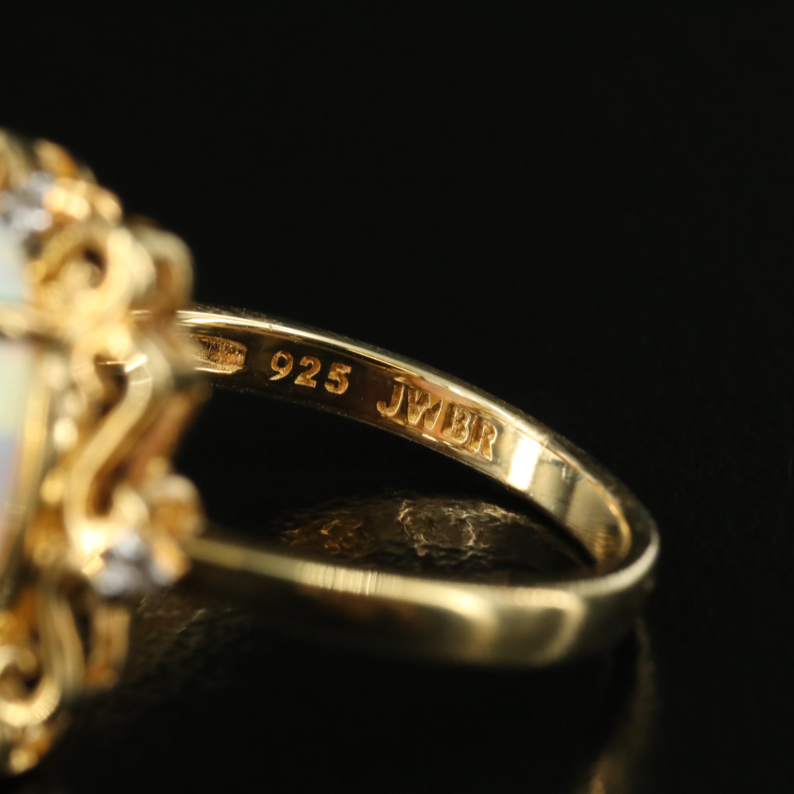 Sterling Opal and Sapphire Ring