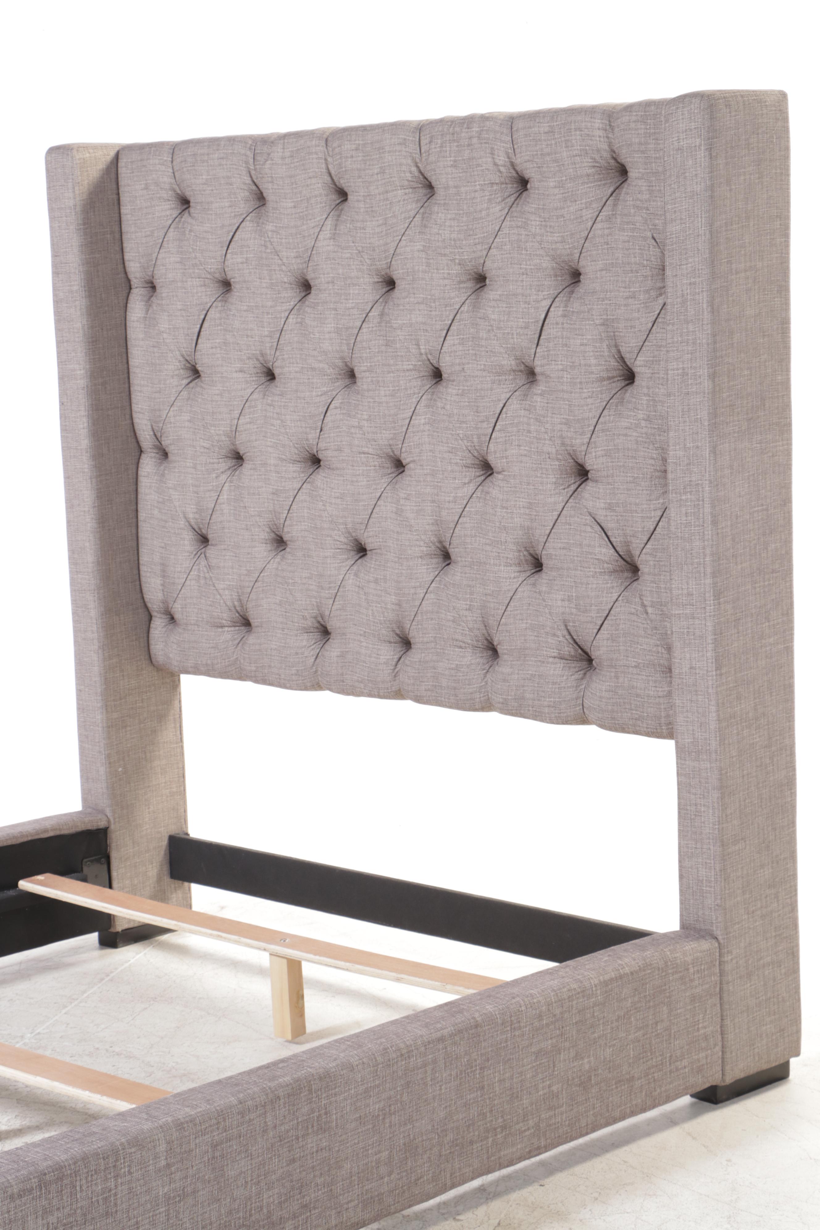 Ashley Furniture Upholstered and Buttoned-Down Queen Size Bed Frame