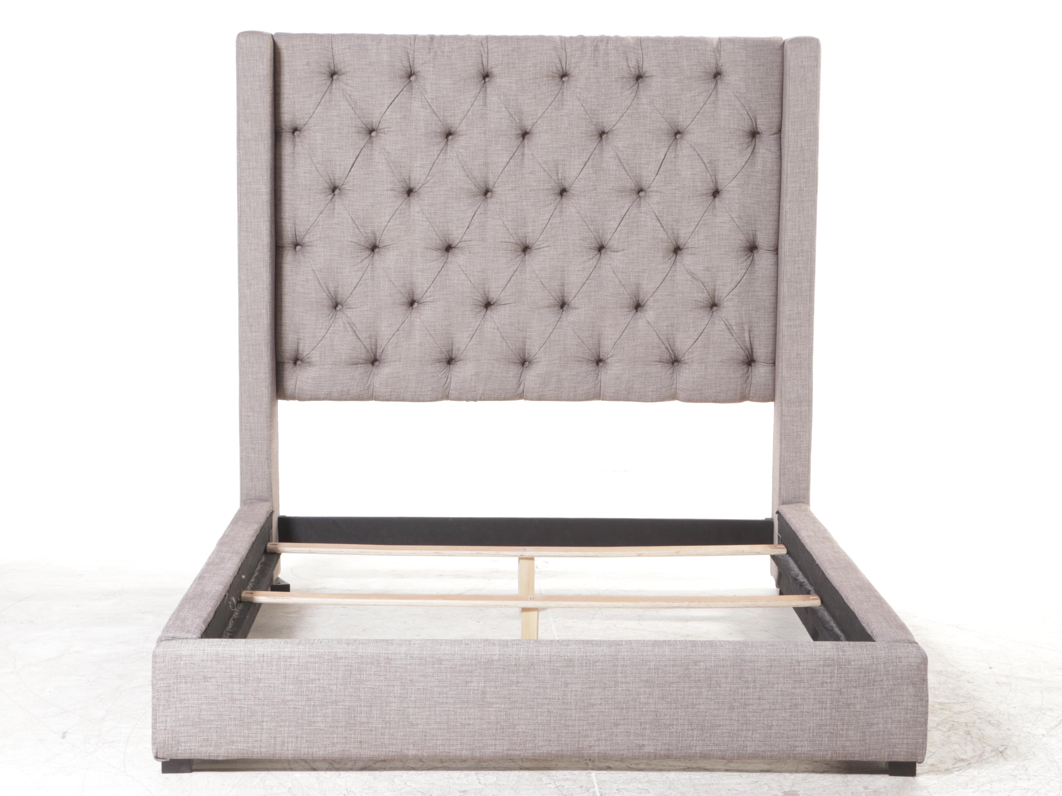 Ashley Furniture Upholstered and Buttoned-Down Queen Size Bed Frame
