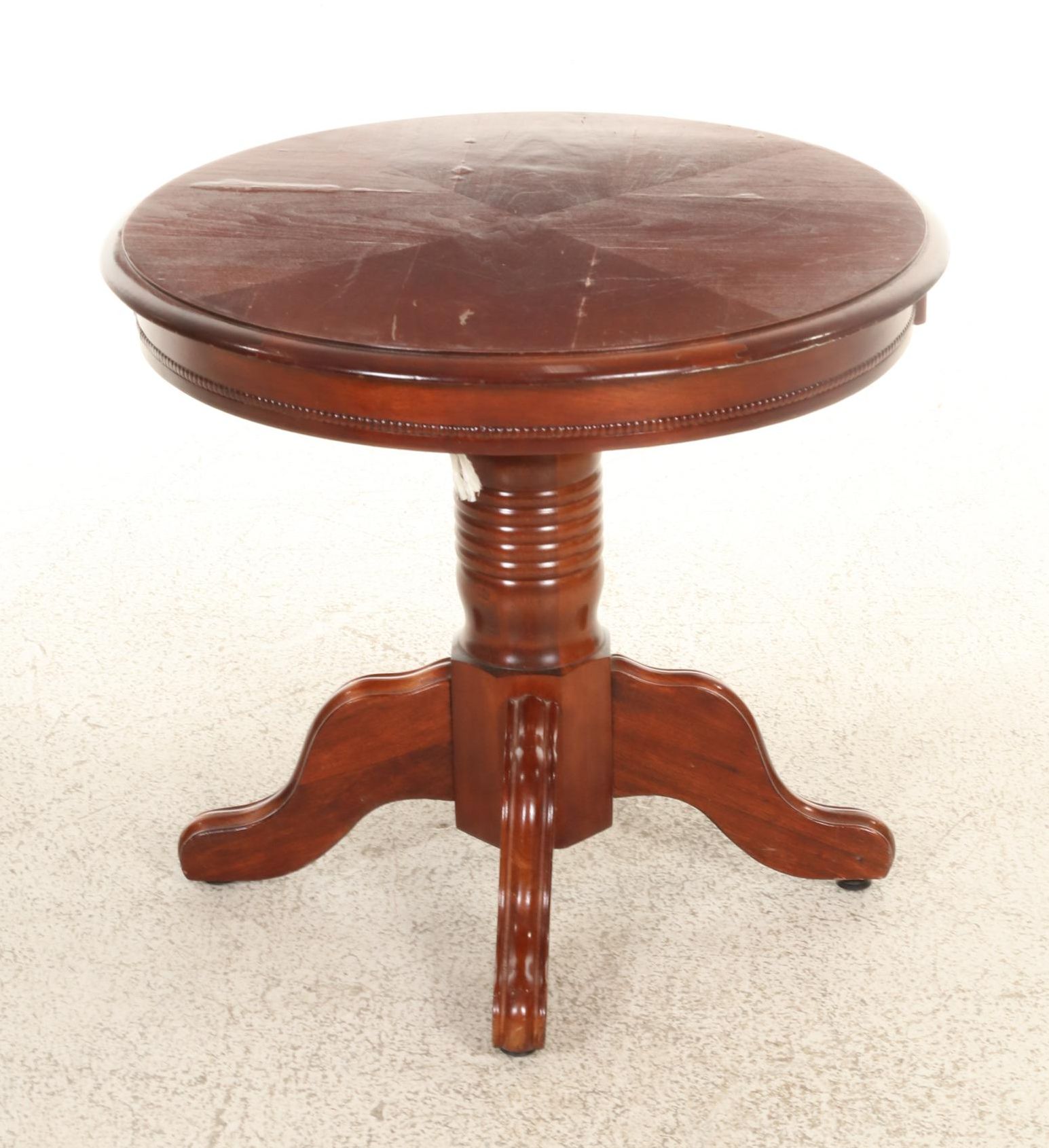 Faux Leather and Brass-Tacked Reclining Wingback Armchair with Side Table