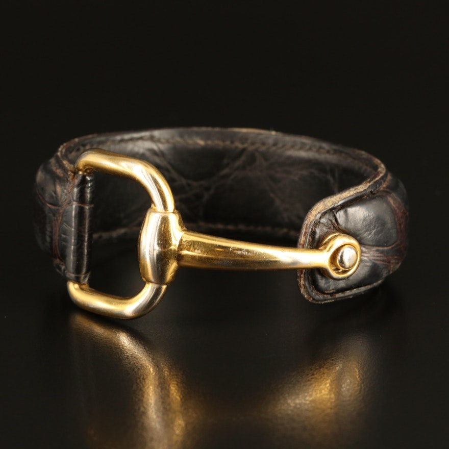 Gucci Alligator Leather Horsebit Bracelet