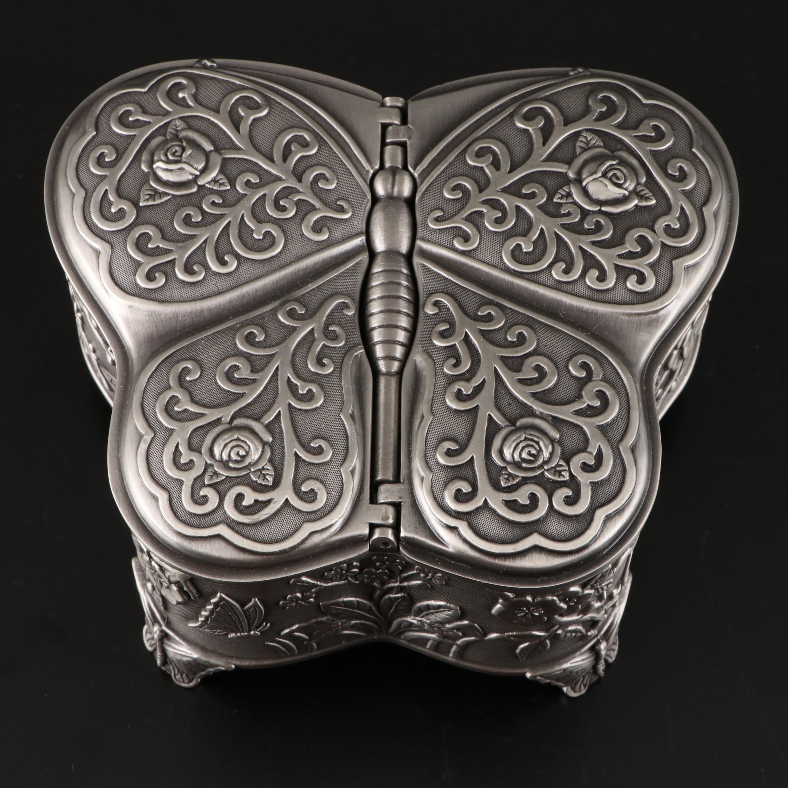 Contemporary Pewter and Silver Finish Jewelry and Vanity Box Collection
