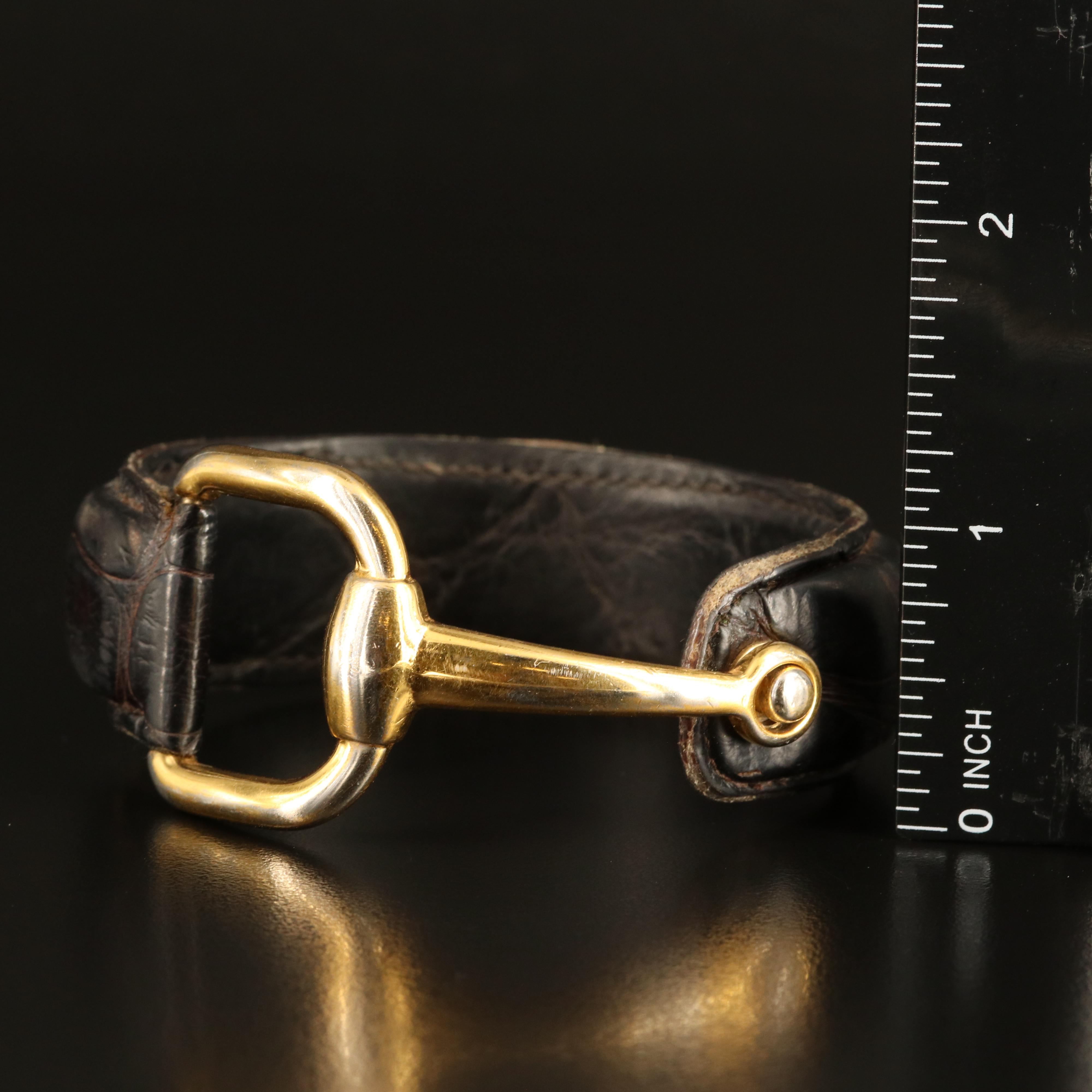 Gucci Alligator Leather Horsebit Bracelet