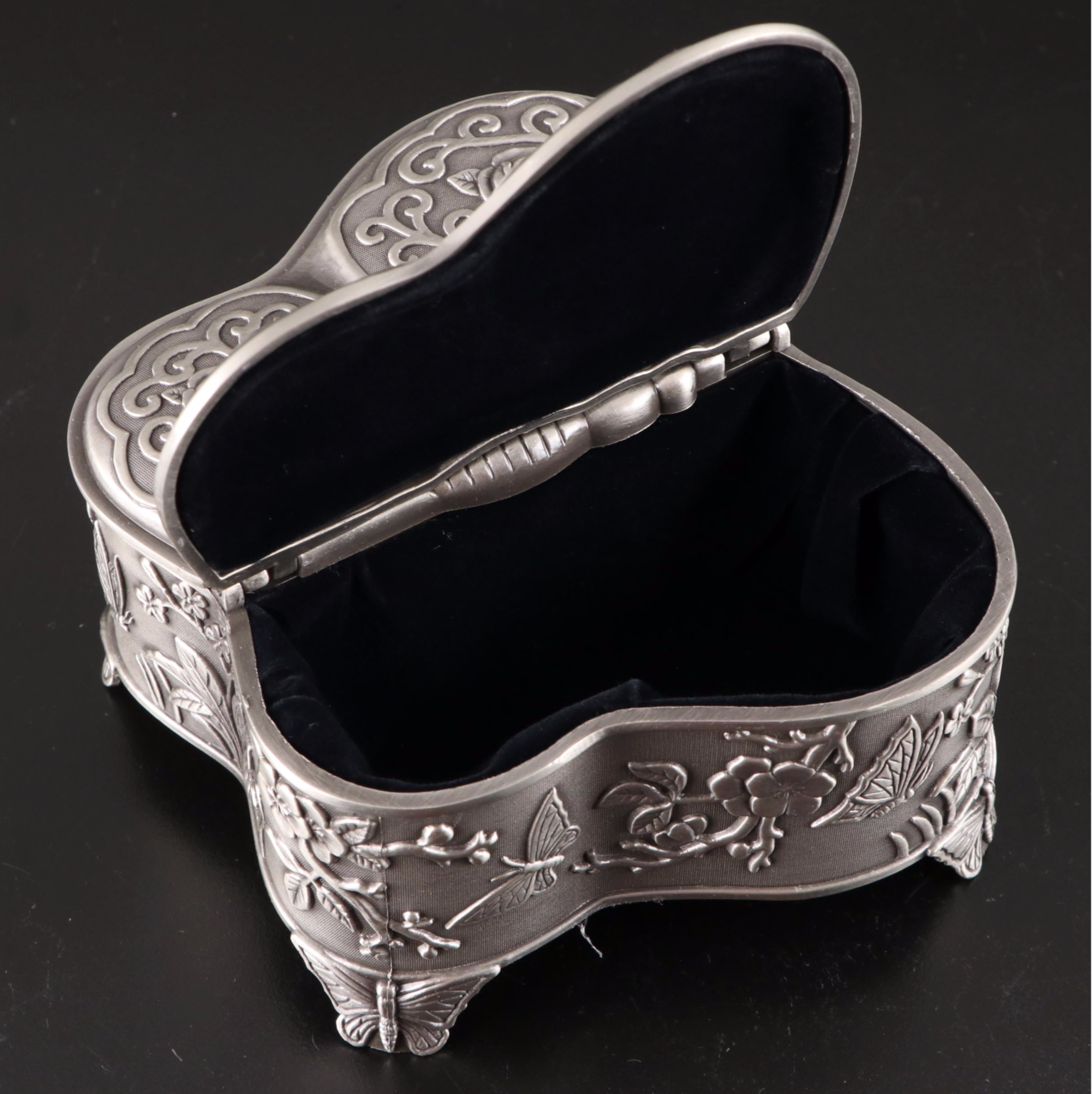 Contemporary Pewter and Silver Finish Jewelry and Vanity Box Collection