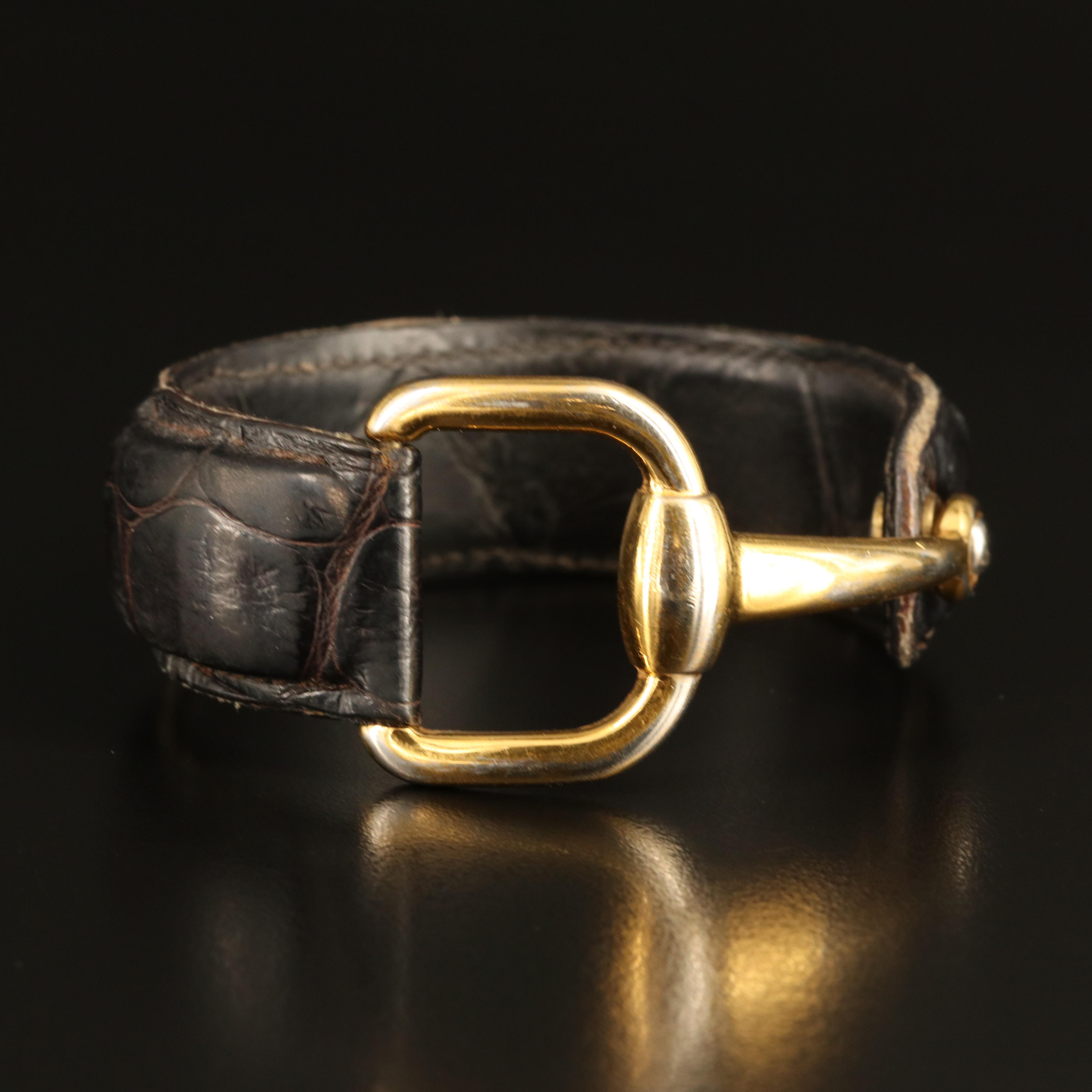 Gucci Alligator Leather Horsebit Bracelet