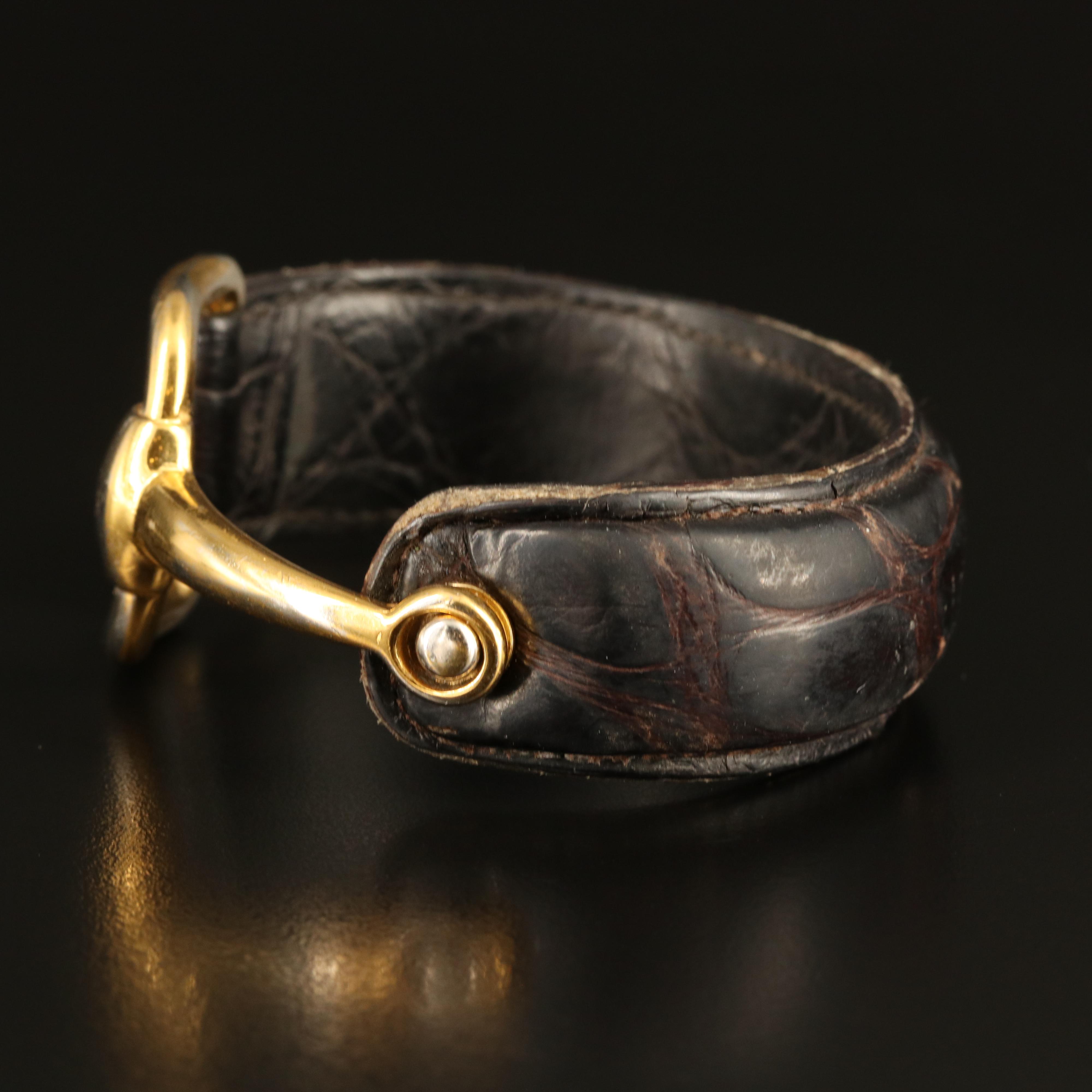 Gucci Alligator Leather Horsebit Bracelet