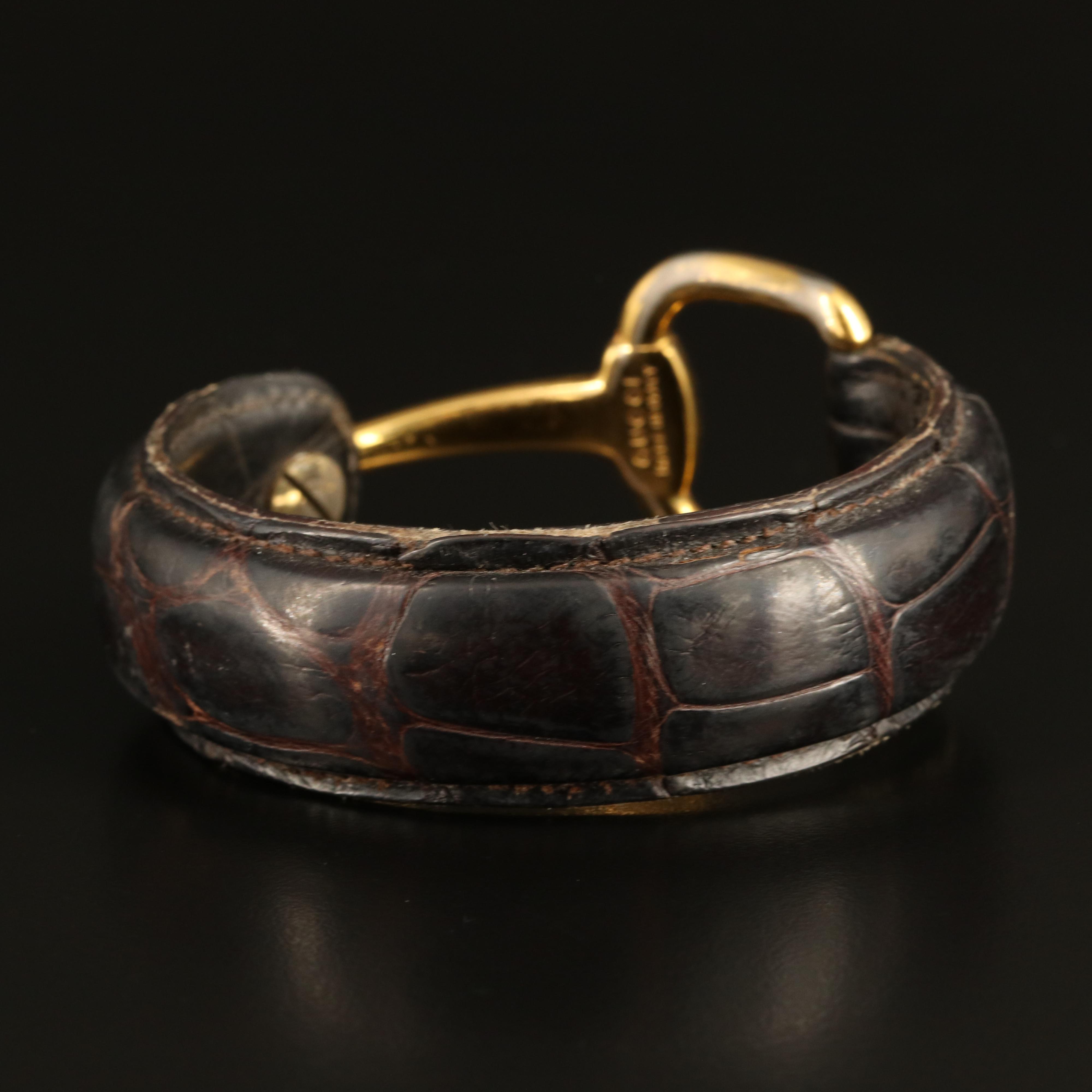Gucci Alligator Leather Horsebit Bracelet