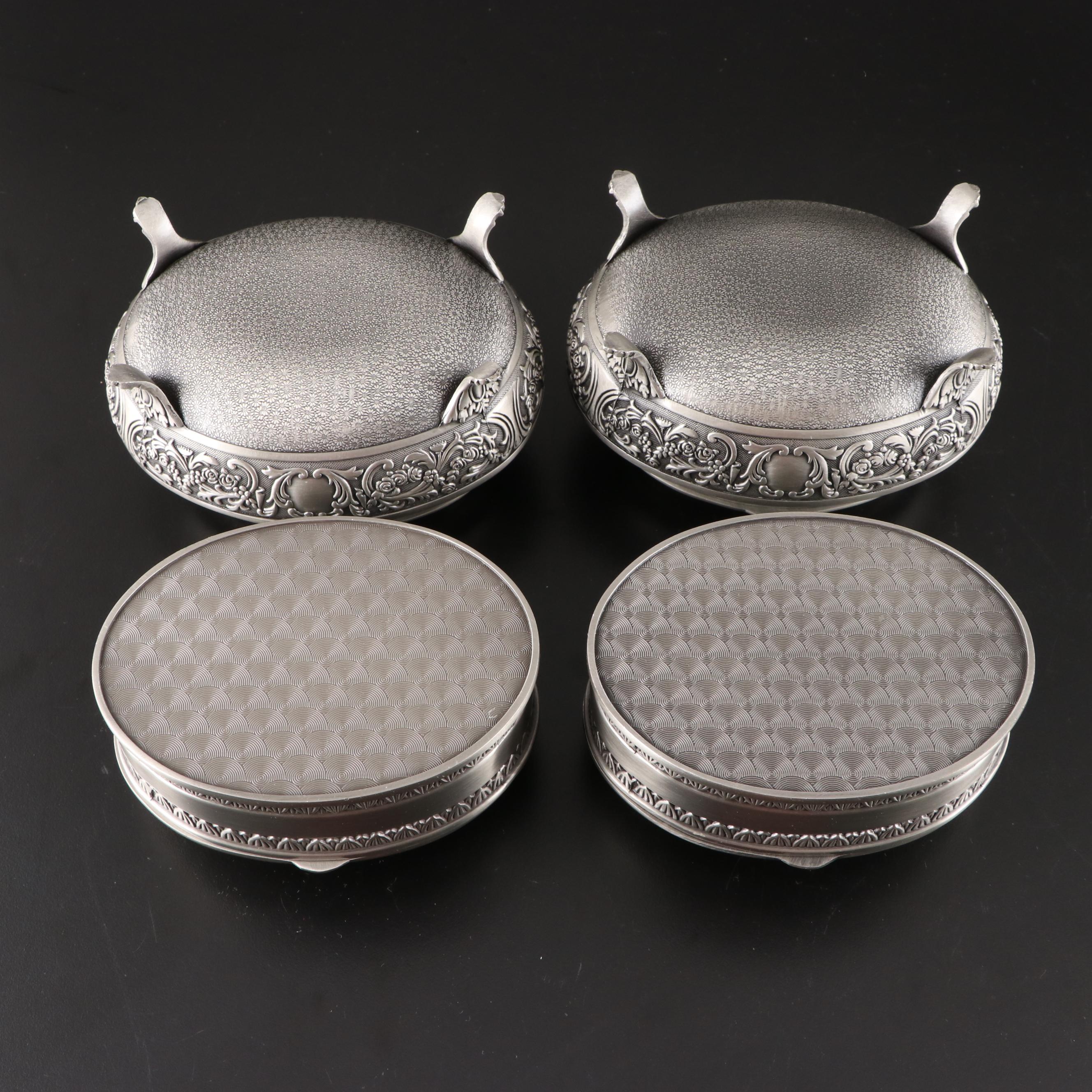 Contemporary Pewter and Silver Finish Jewelry and Vanity Box Collection