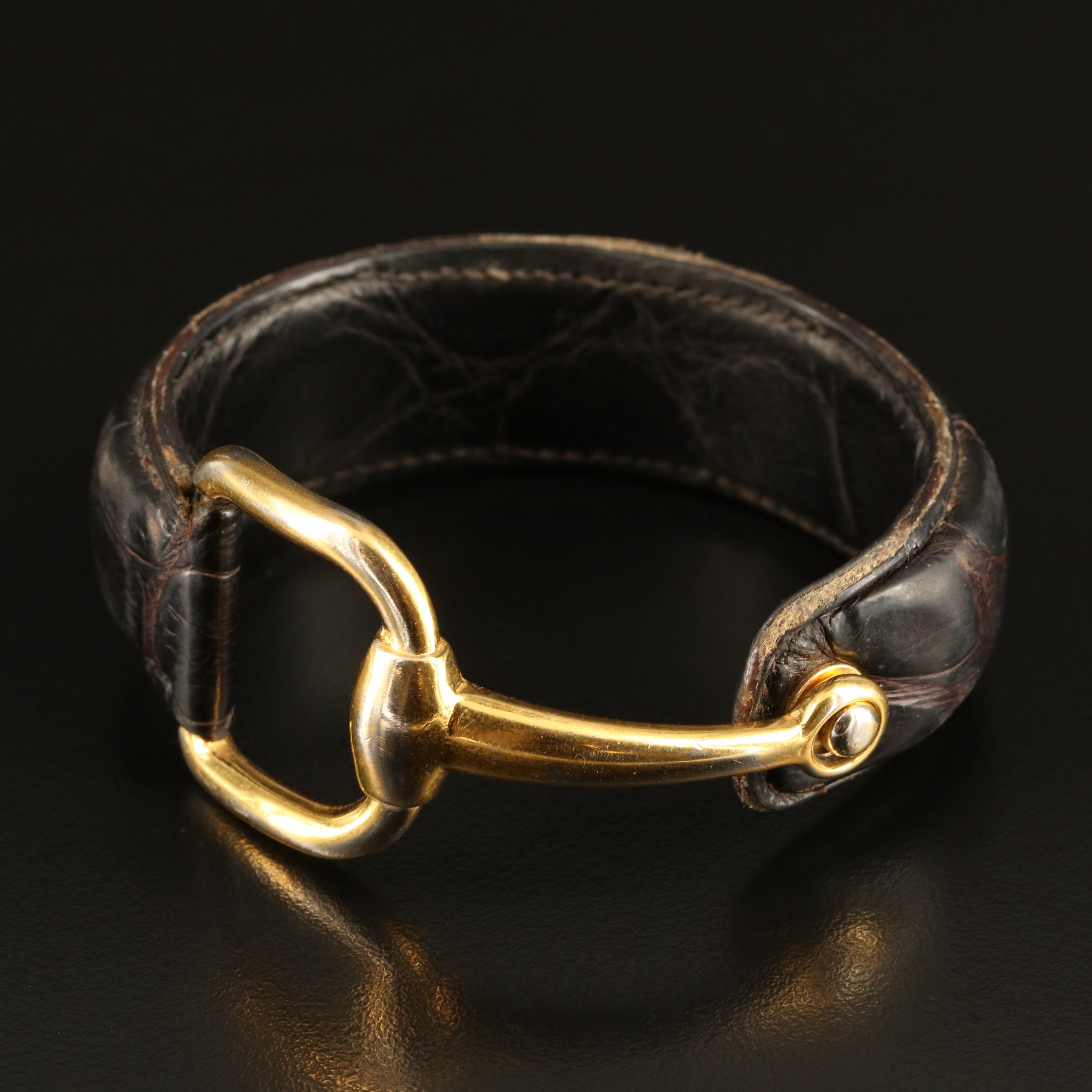 Gucci Alligator Leather Horsebit Bracelet
