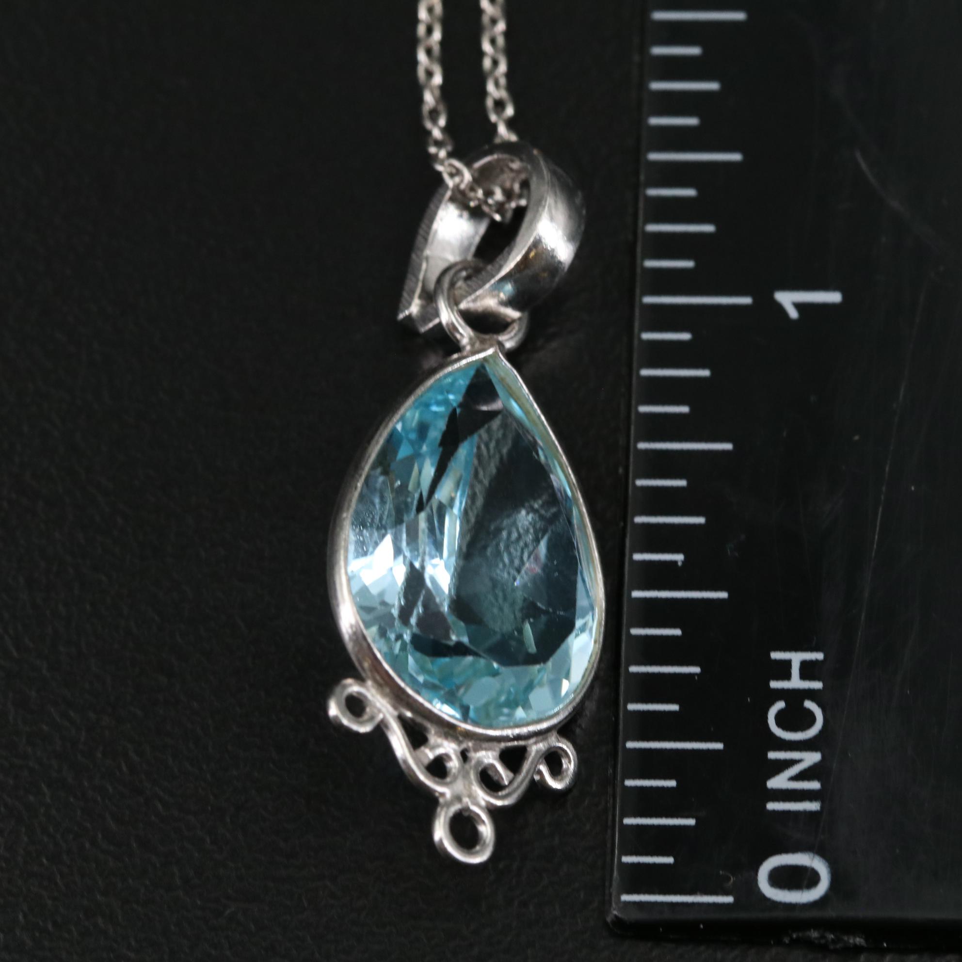 Sterling Blue Topaz Pendant Necklace