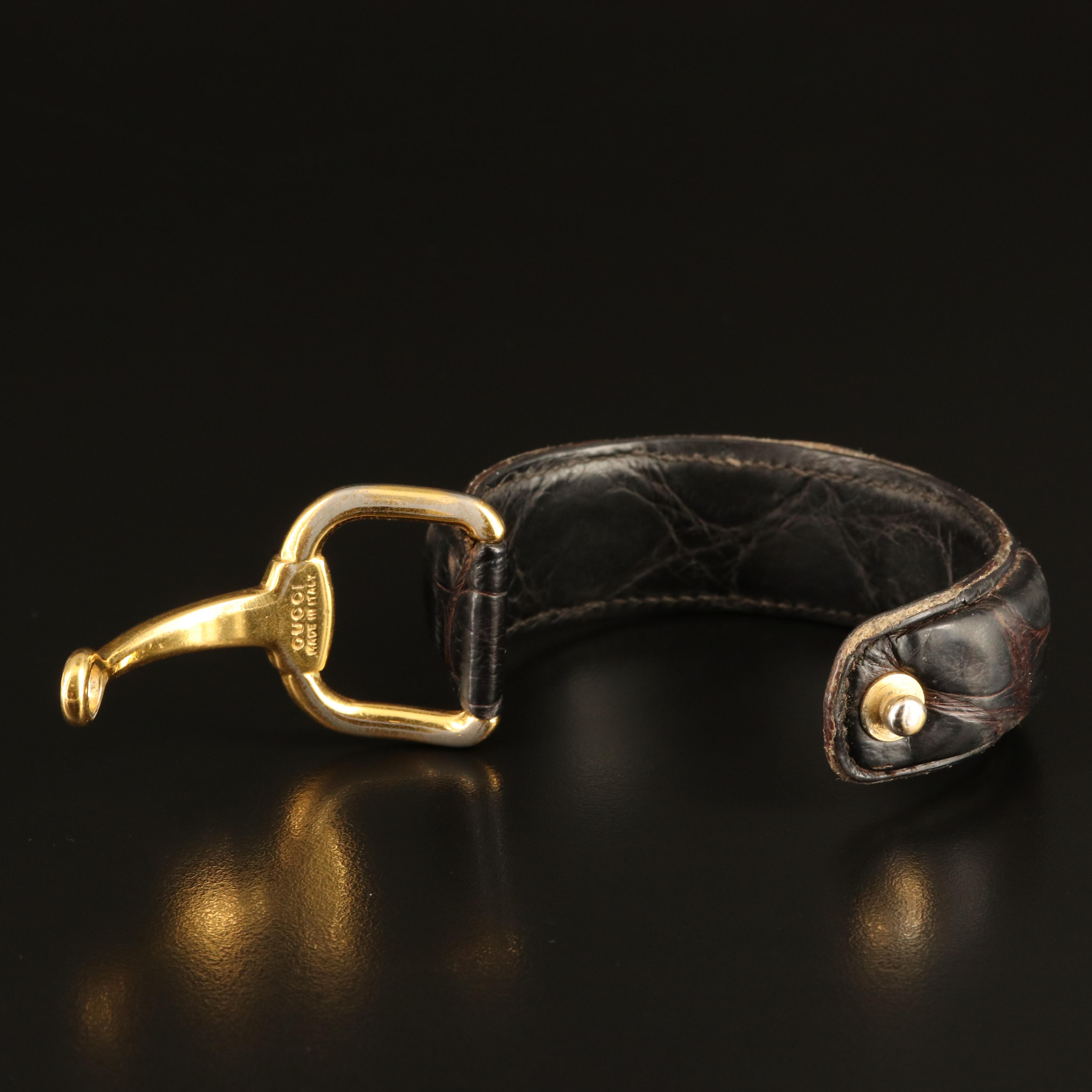 Gucci Alligator Leather Horsebit Bracelet