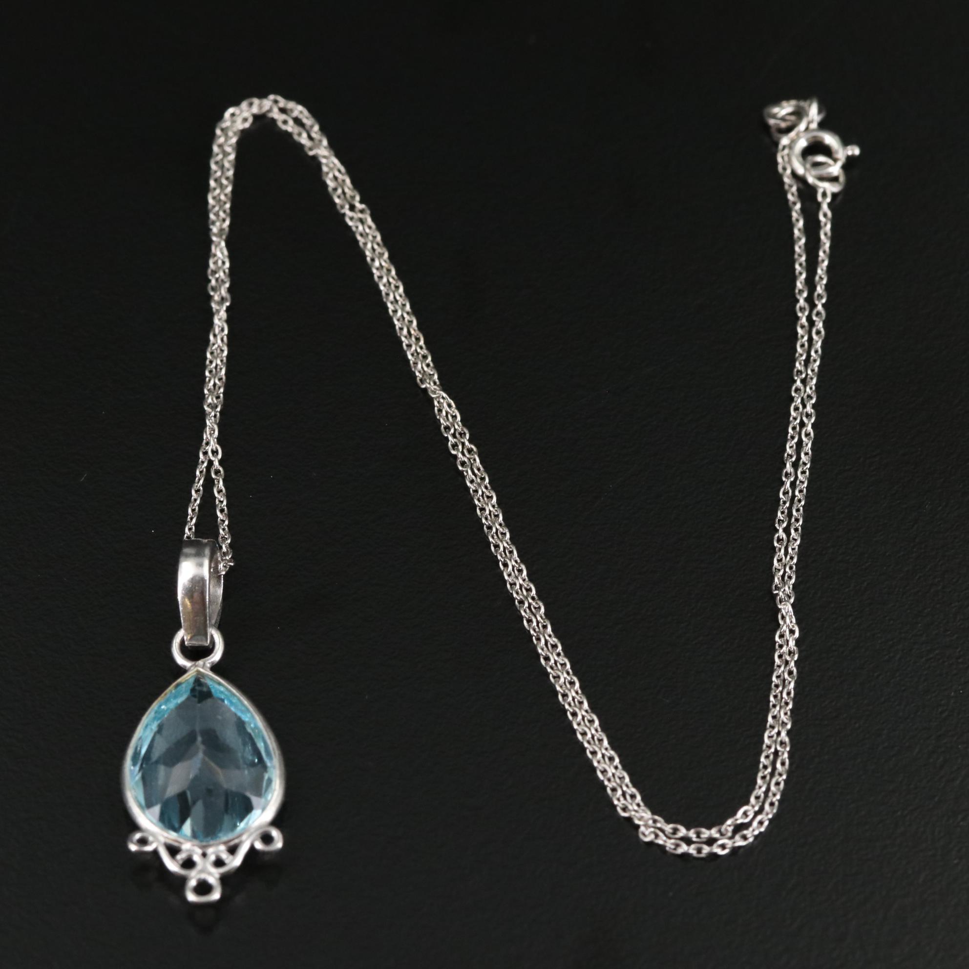 Sterling Blue Topaz Pendant Necklace