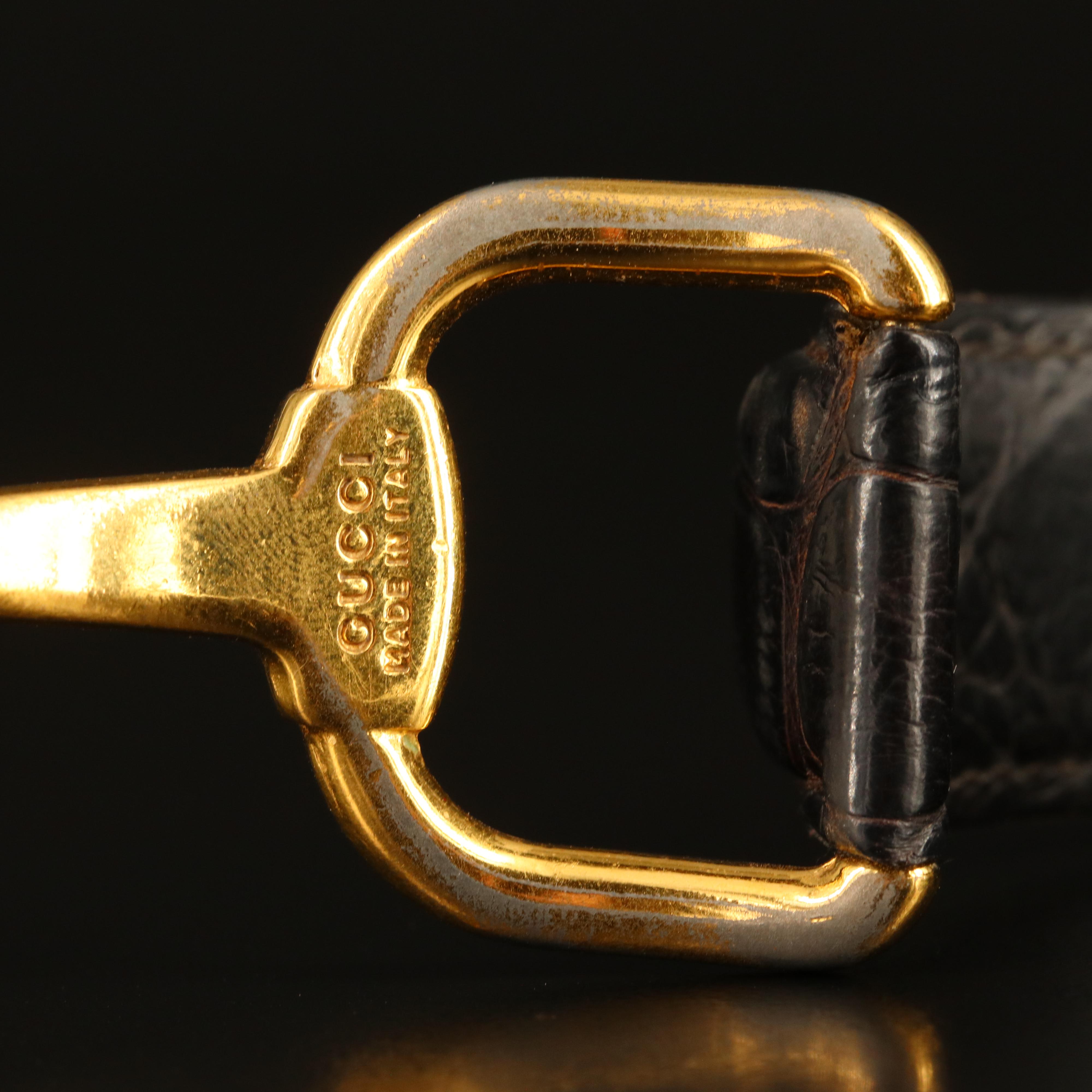 Gucci Alligator Leather Horsebit Bracelet