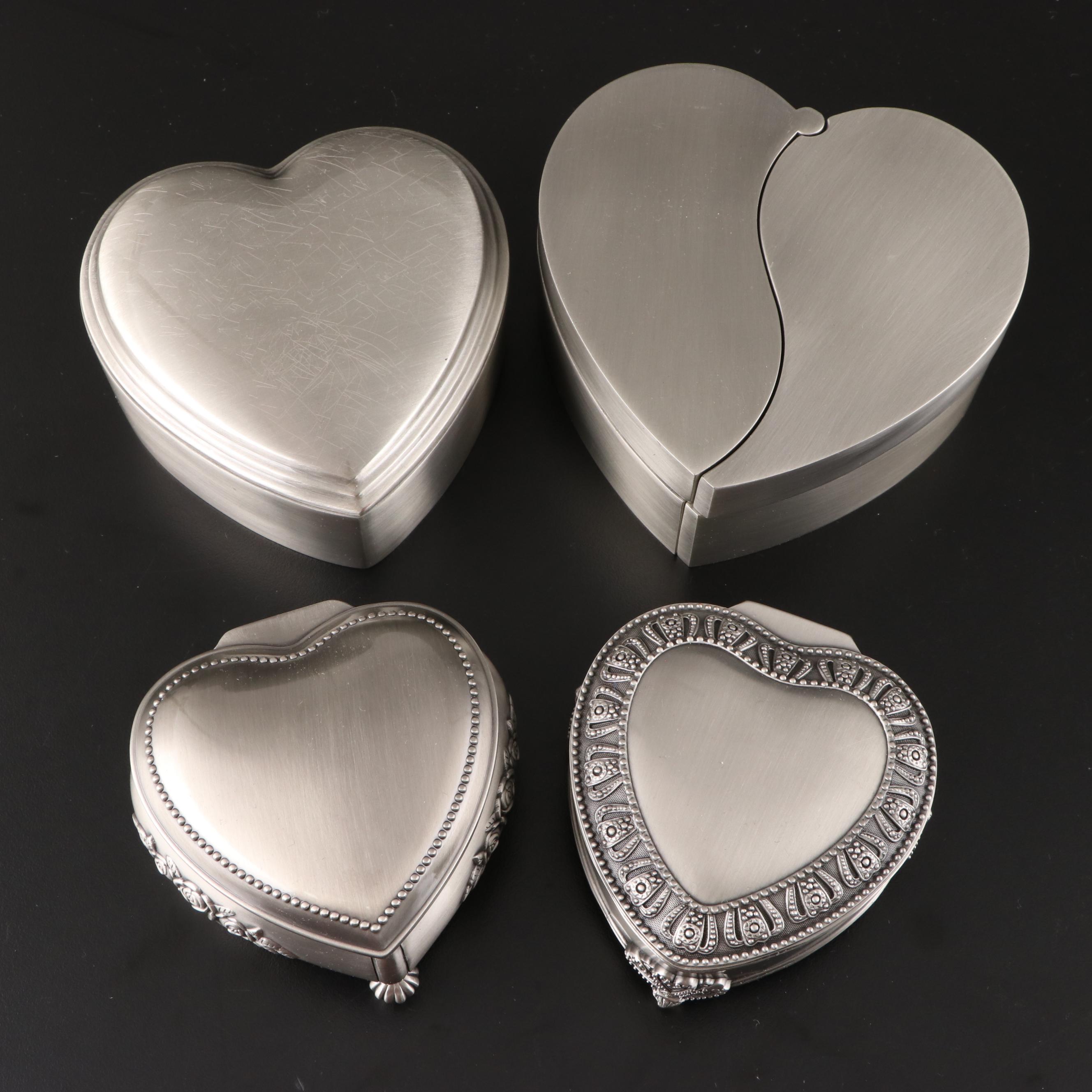 Contemporary Pewter and Silver Finish Jewelry and Vanity Box Collection