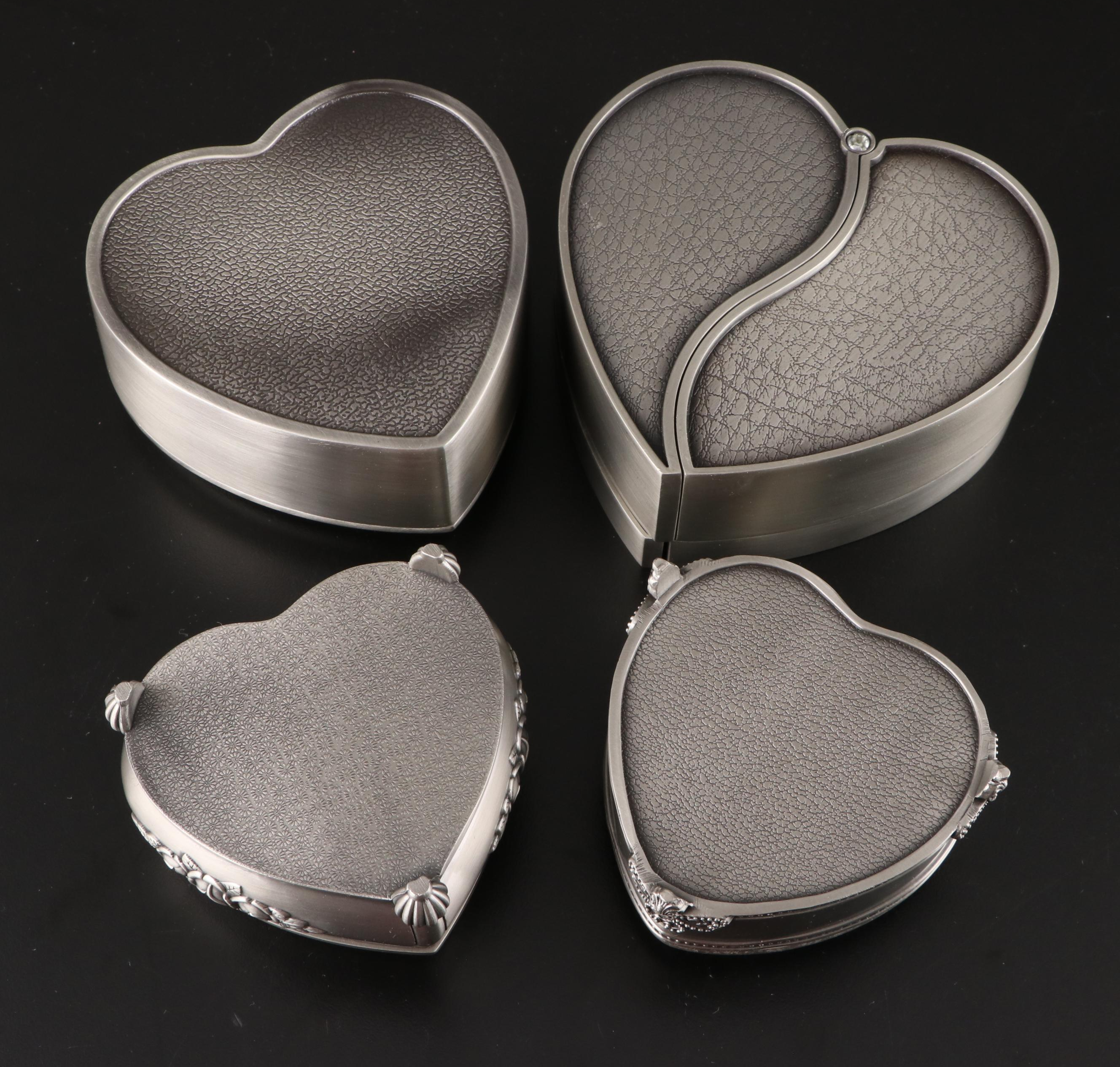 Contemporary Pewter and Silver Finish Jewelry and Vanity Box Collection