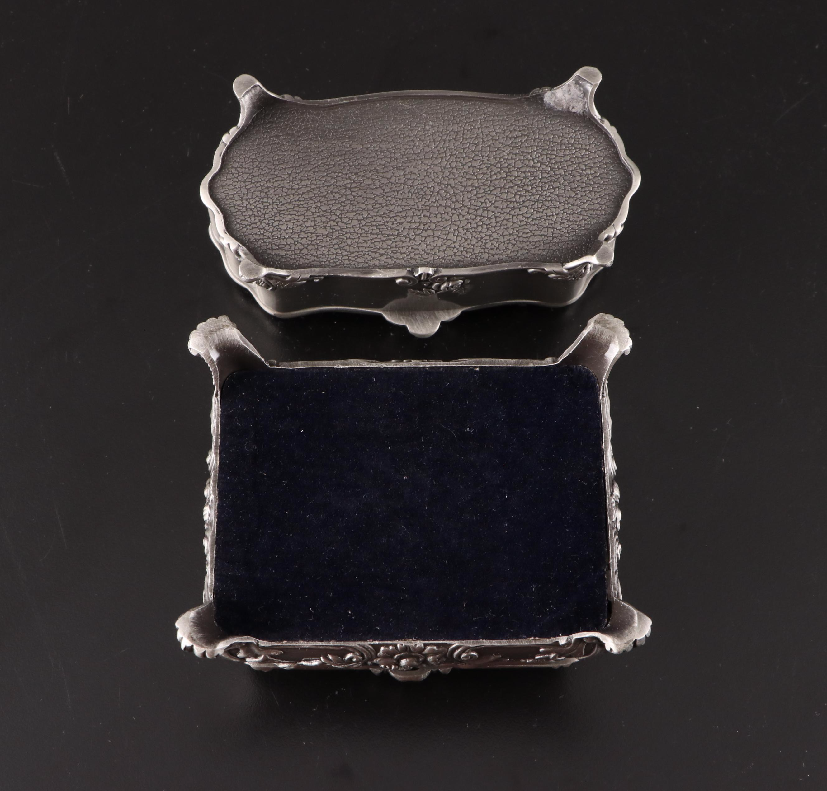Contemporary Pewter and Silver Finish Jewelry and Vanity Box Collection