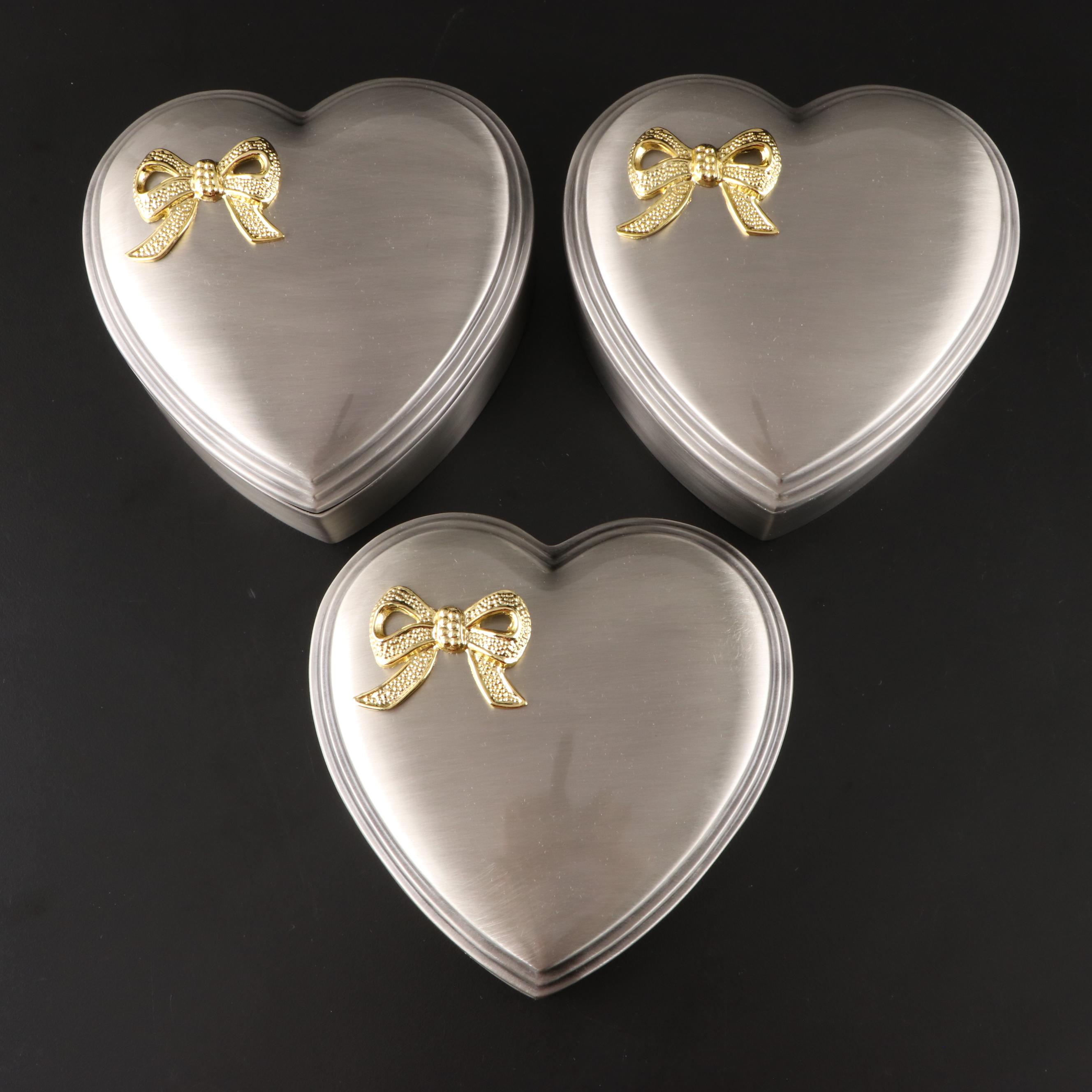 Contemporary Pewter and Silver Finish Jewelry and Vanity Box Collection